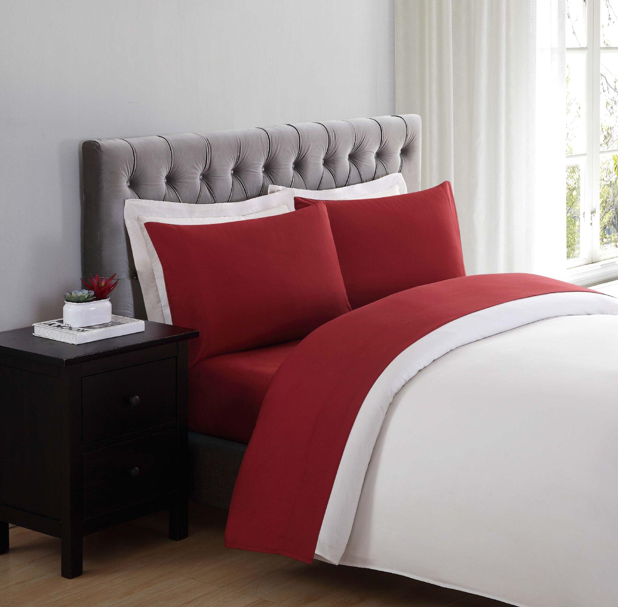 Microfiber Truly Soft Twin XL Sheet Set, Red, large