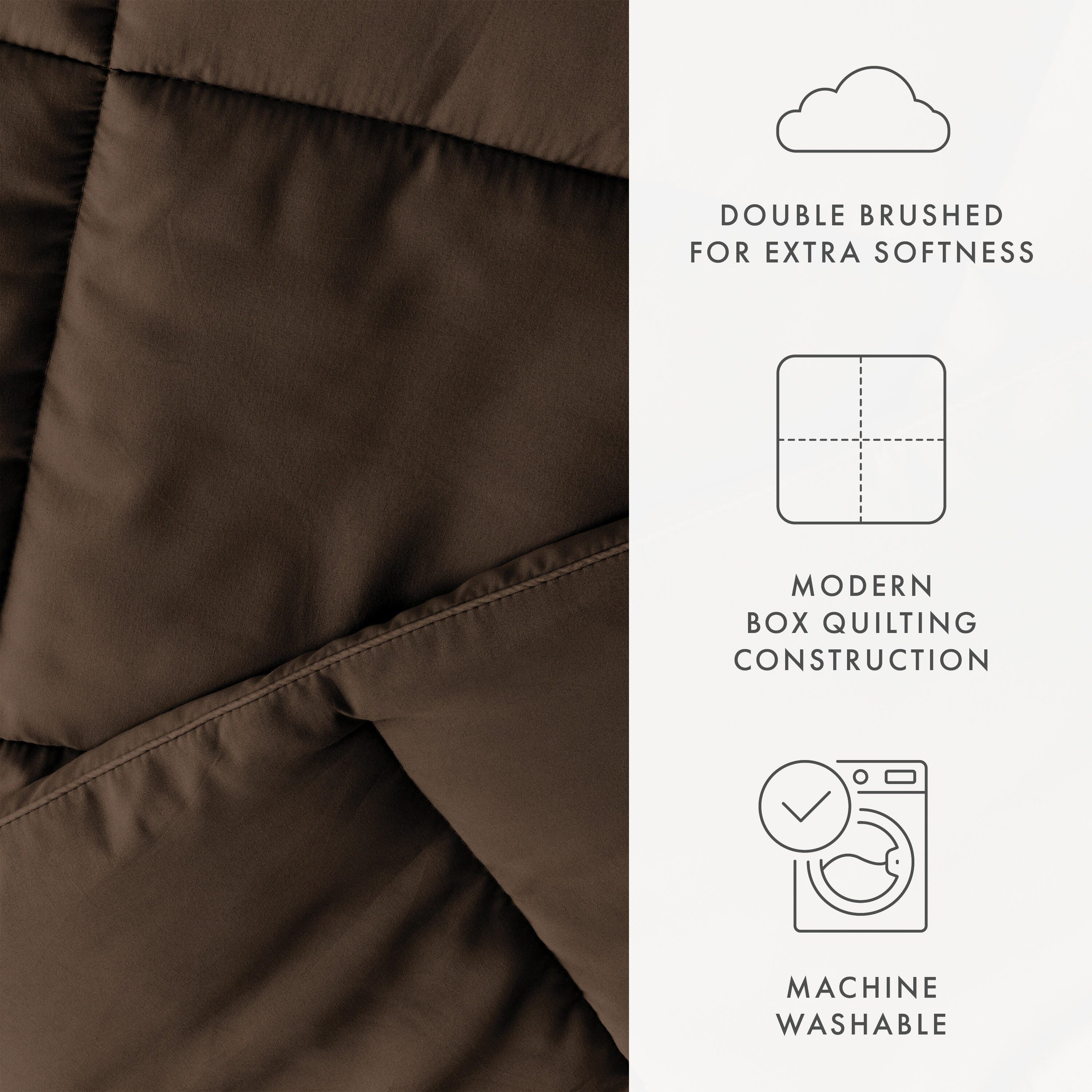 Microfiber Full/Queen Premium Down Alternative Comforter, Chocolate, large