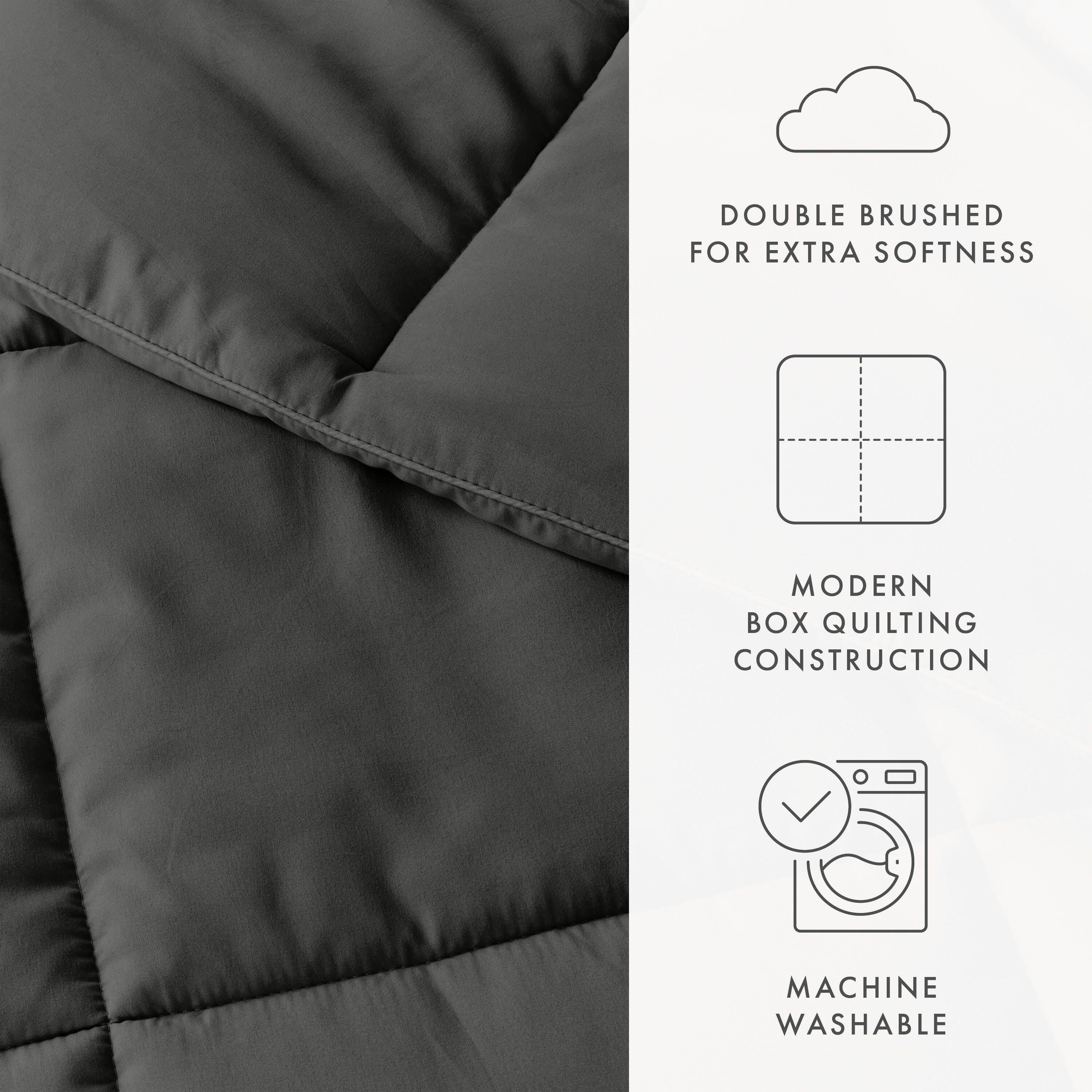 Microfiber Full/Queen Premium Down Alternative Comforter, Charcoal, large