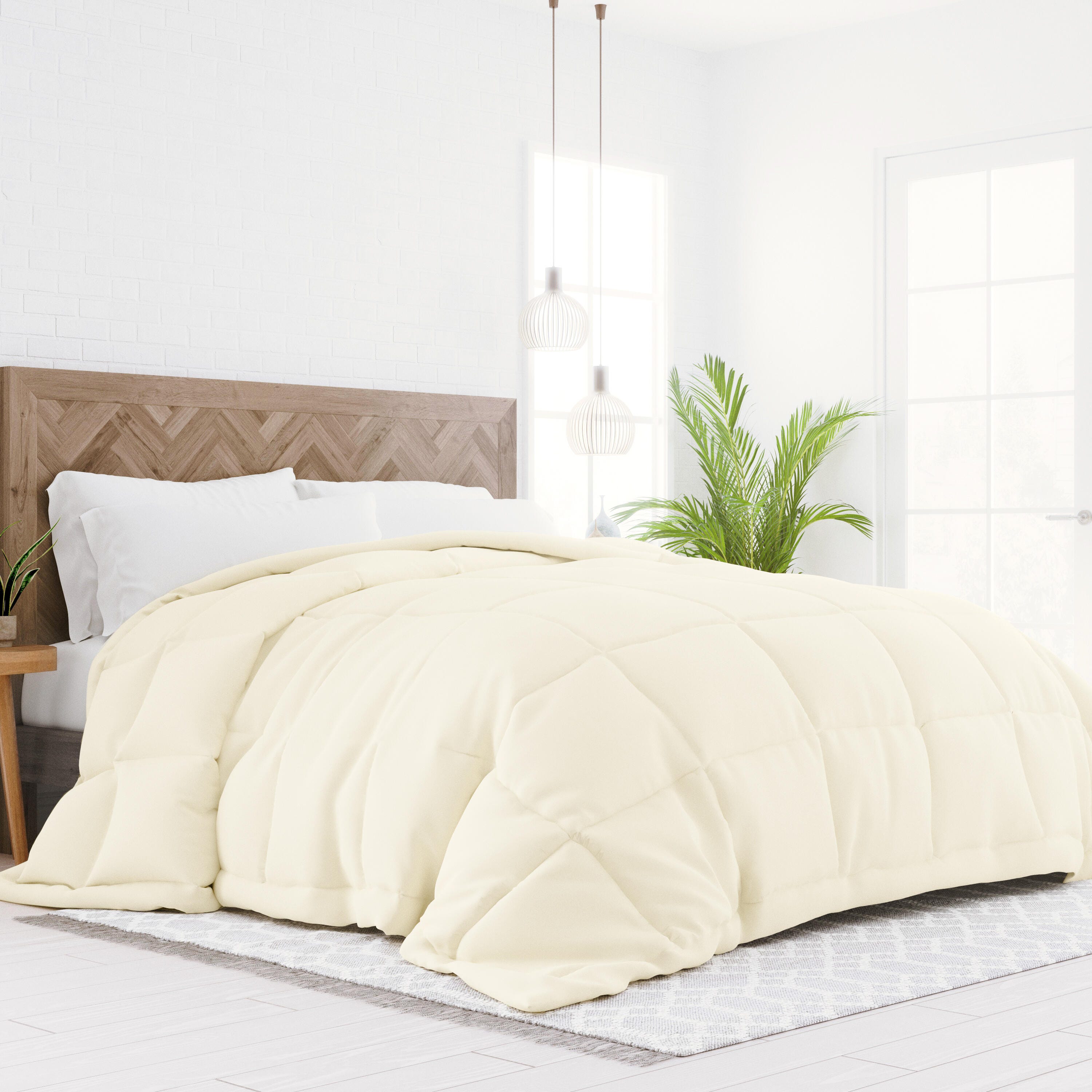 Microfiber Twin/Twin XL Premium Down Alternative Comforter, Ivory, large