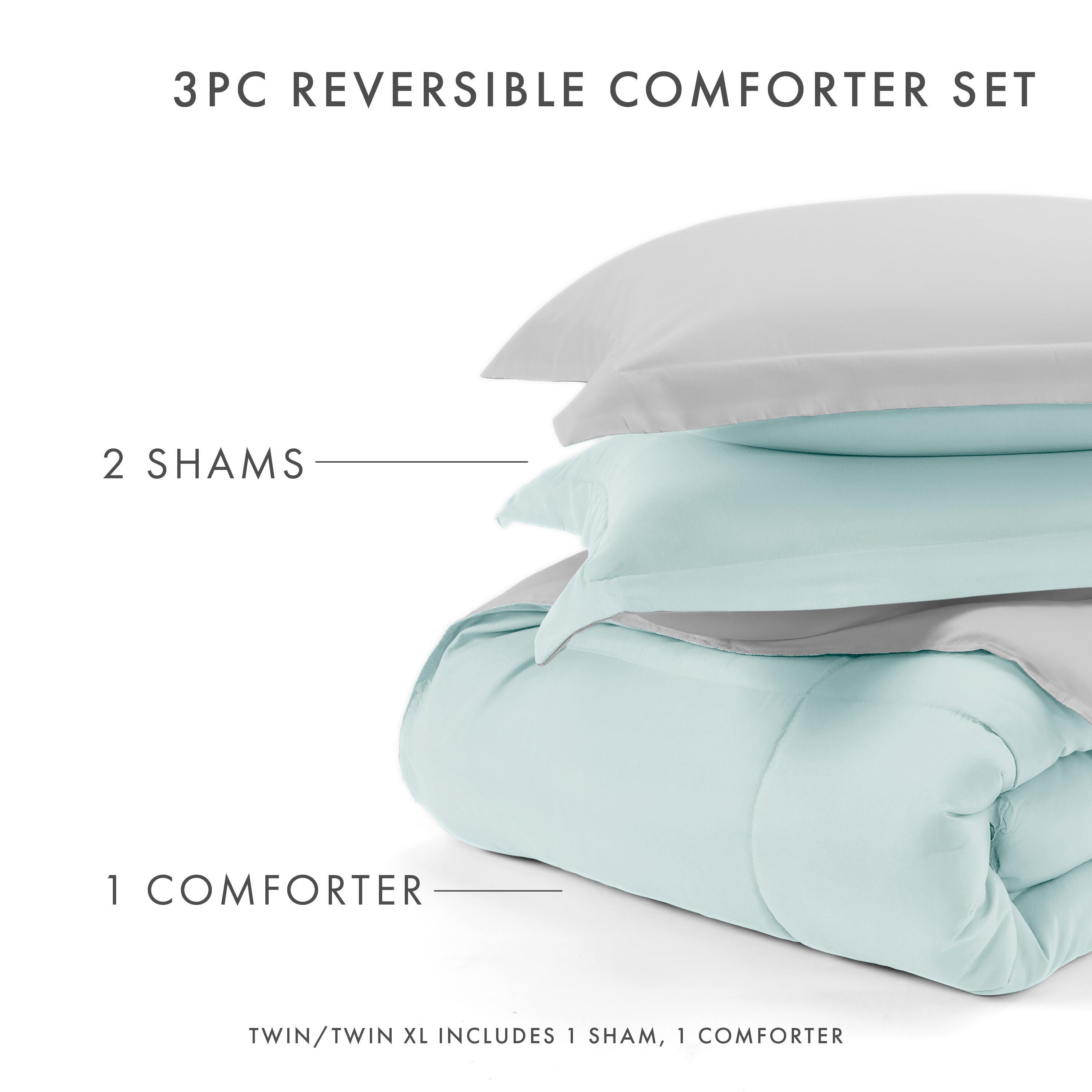 Reversible King/California King Down Alternative Comforter, Aqua/Gray, large