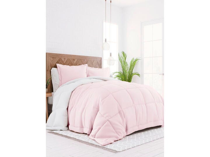Reversible King/California King Down Alternative Comforter, Blush/White, large