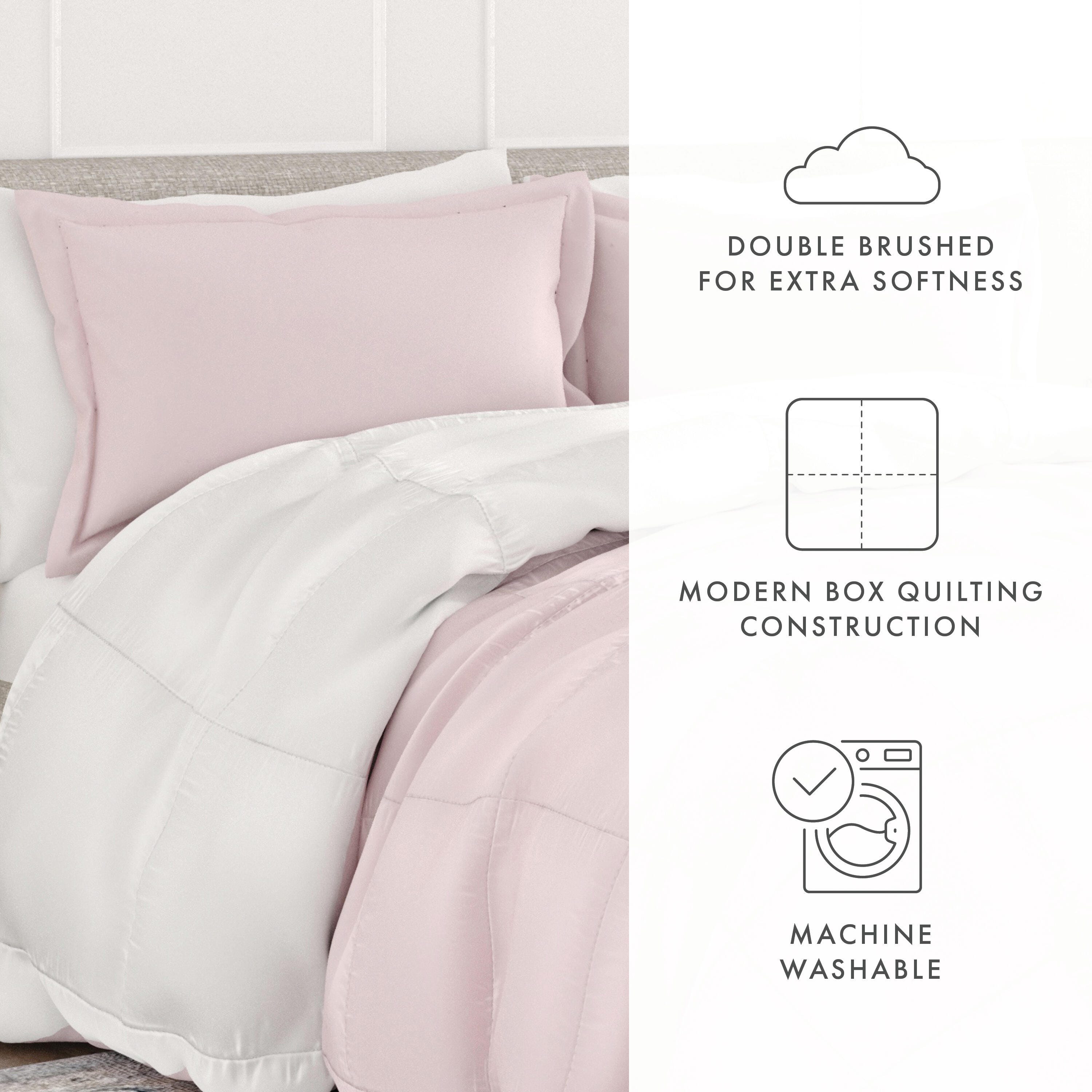 Reversible King/California King Down Alternative Comforter, Blush/White, large