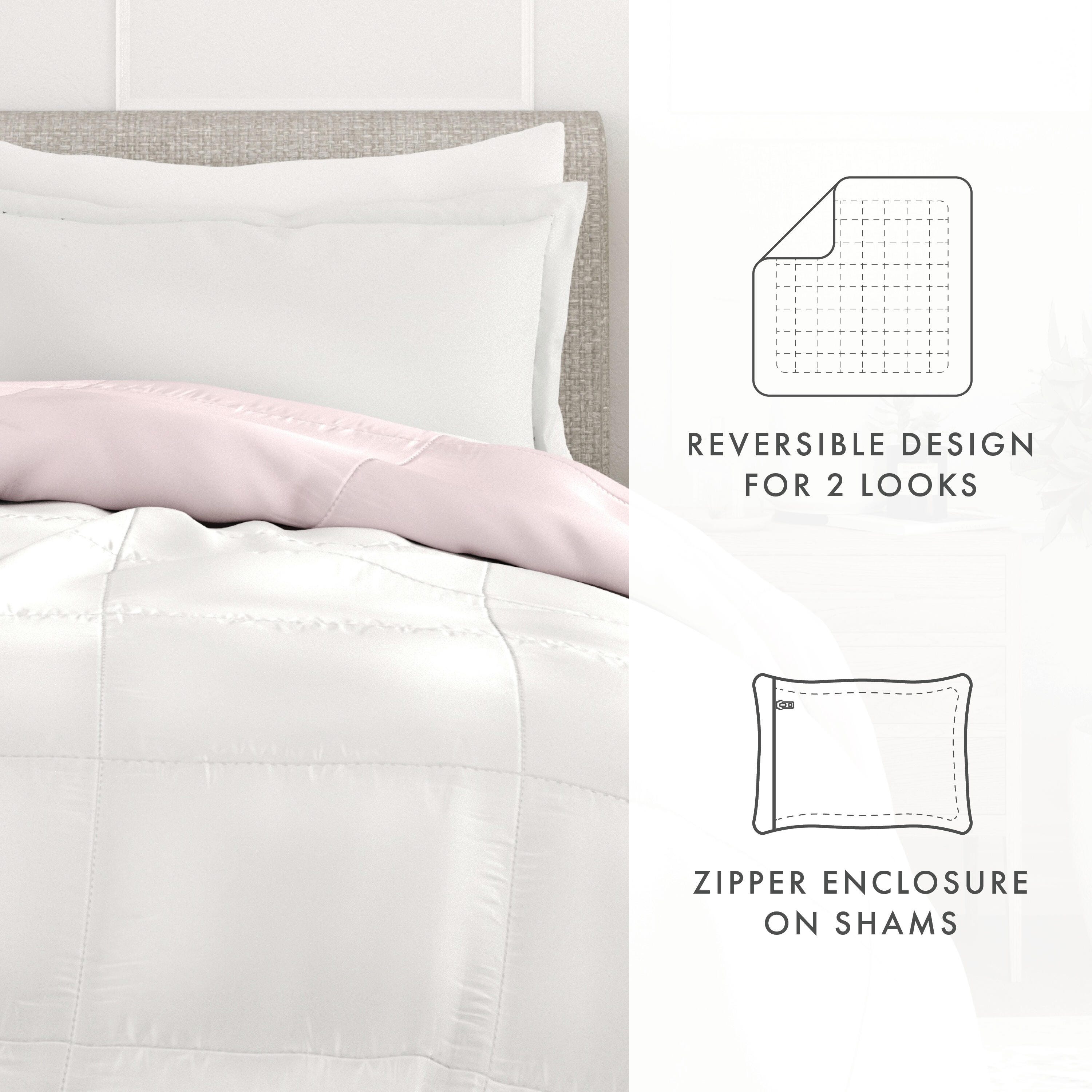 Reversible King/California King Down Alternative Comforter, Blush/White, large