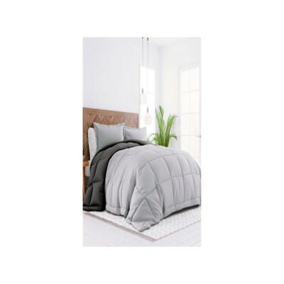 Reversible King/California King Down Alternative Comforter, Charcoal/Ash, large