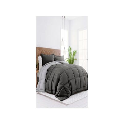 Reversible King/California King Down Alternative Comforter, Charcoal/Ash, large