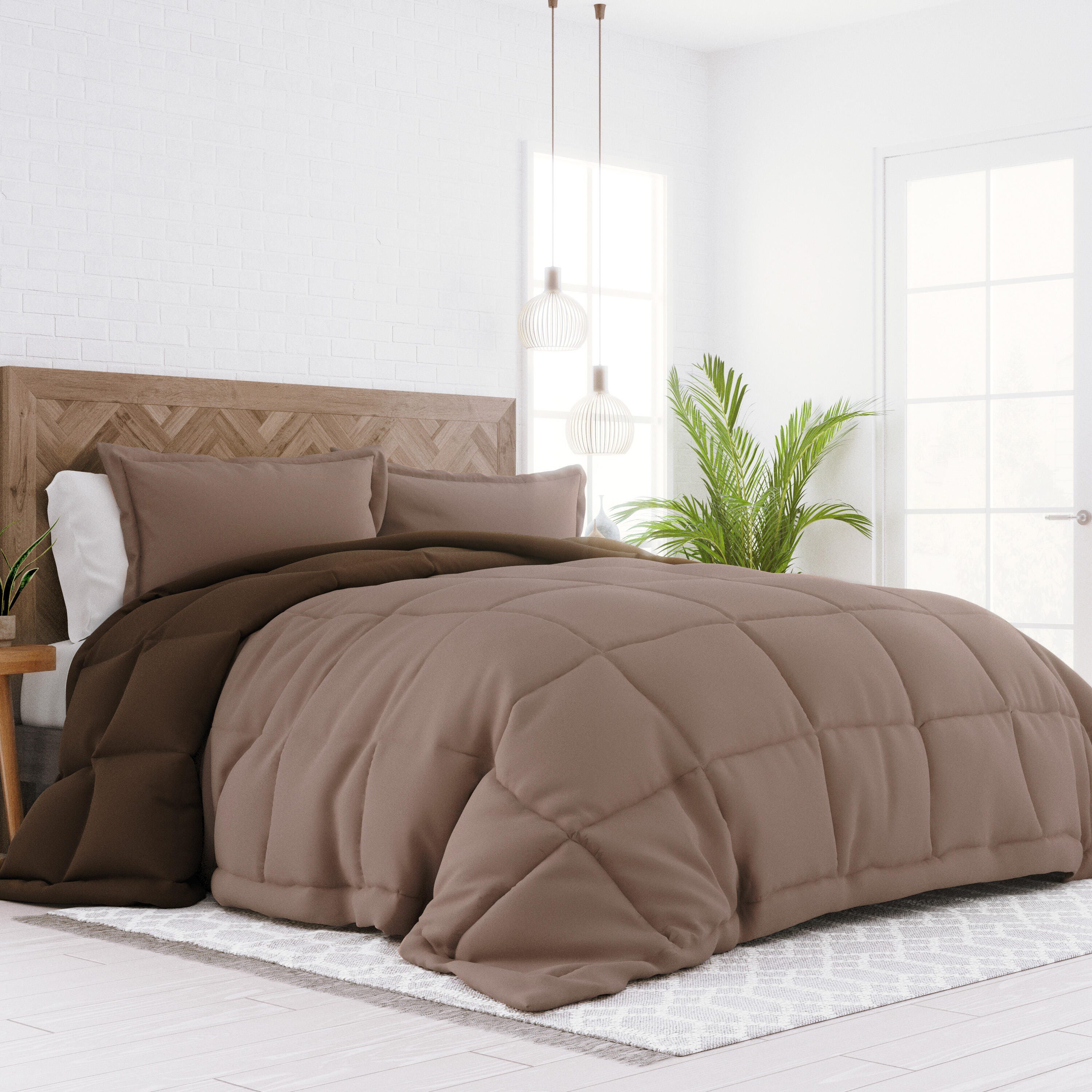 Reversible King/California King Down Alternative Comforter, Chocolate/Taupe, large