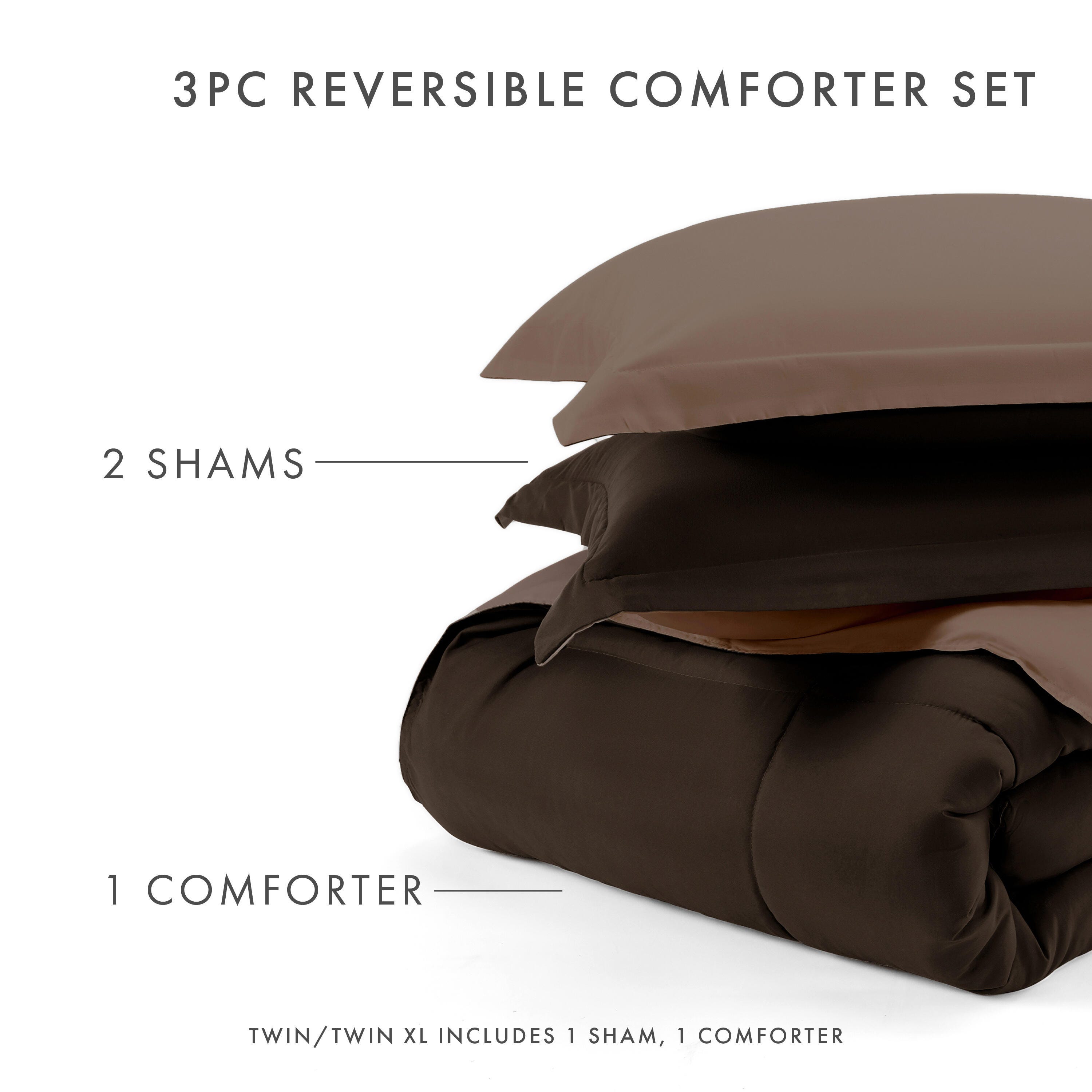 Reversible King/California King Down Alternative Comforter, Chocolate/Taupe, large