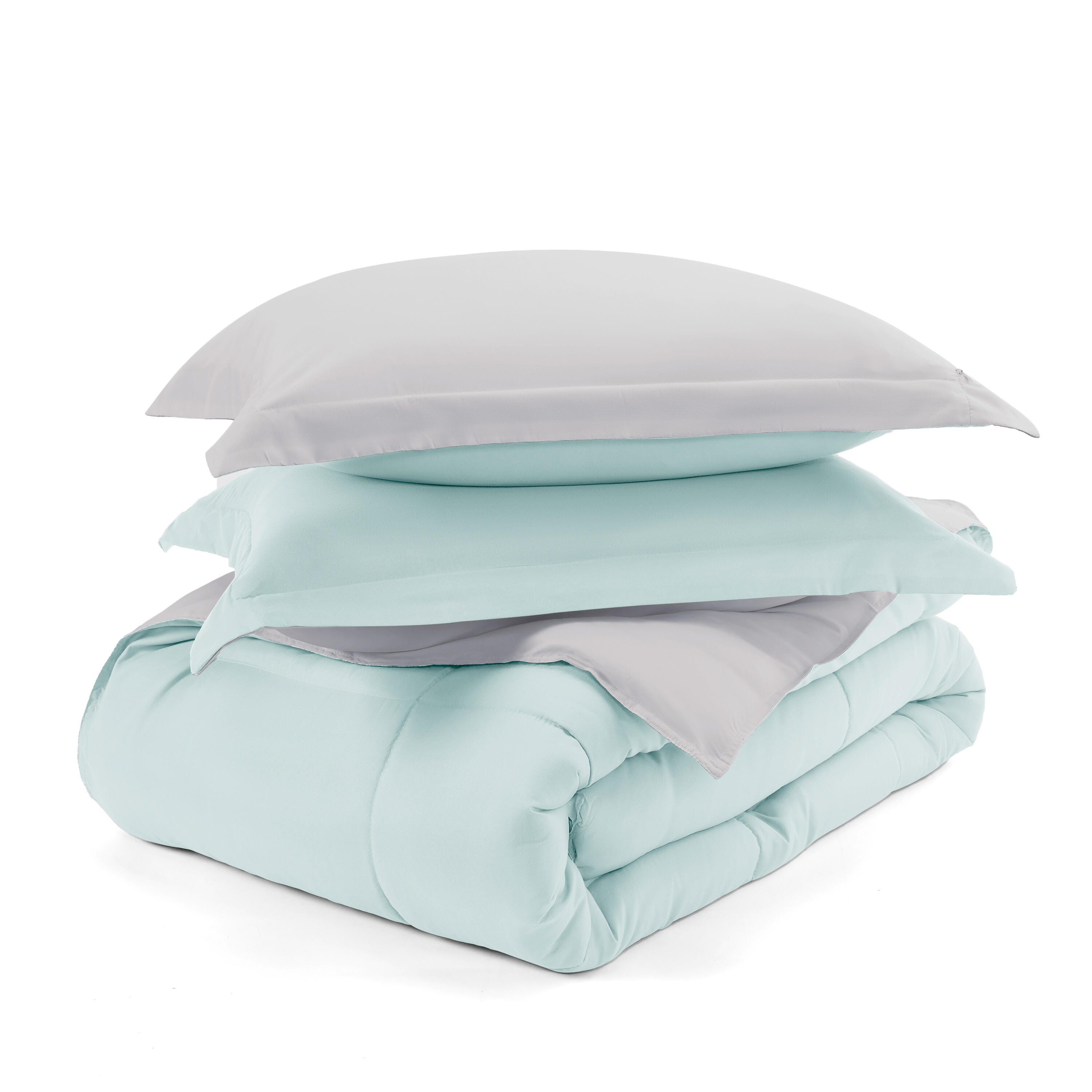Reversible King/California King Down Alternative Comforter, Aqua/Gray, large