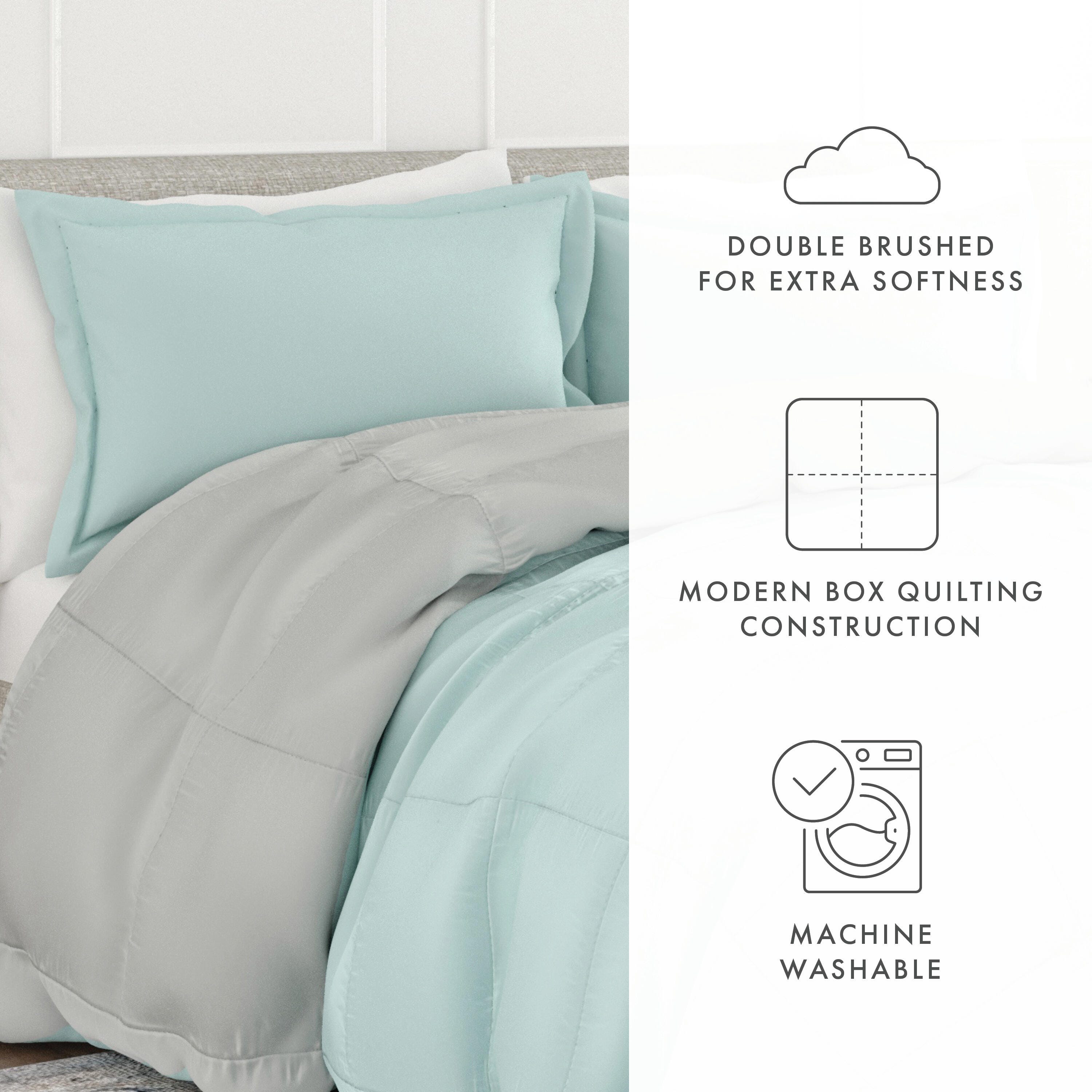 Reversible King/California King Down Alternative Comforter, Aqua/Gray, large