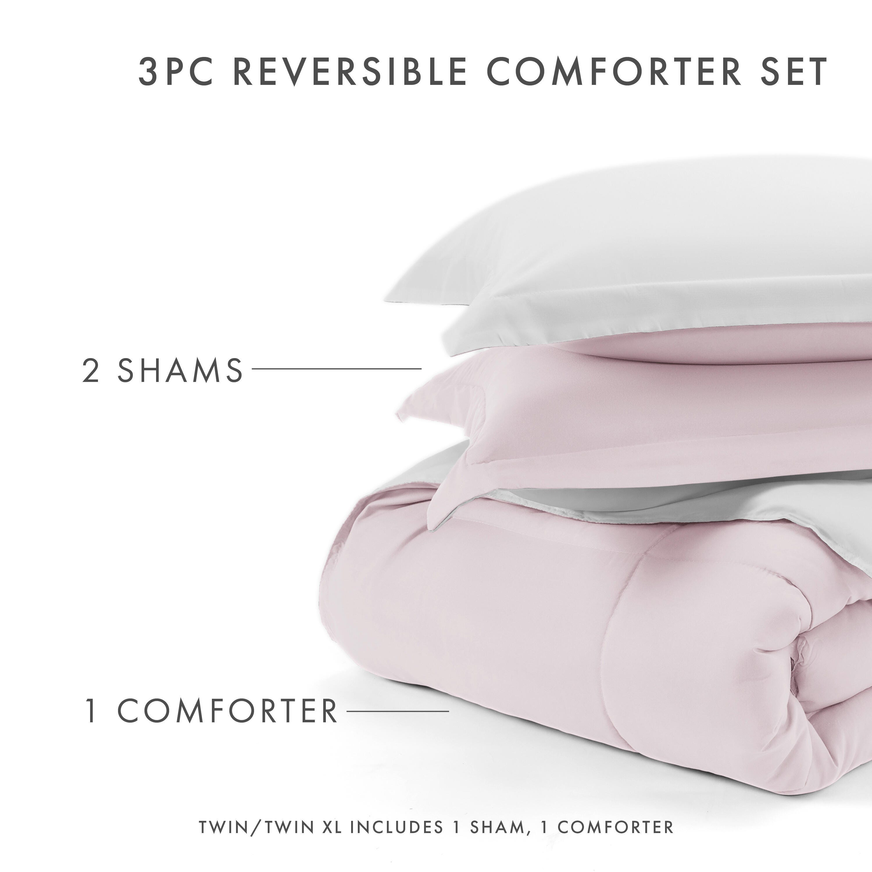 Reversible Full/Queen Premium Down Alternative Comforter, Blush/White, large