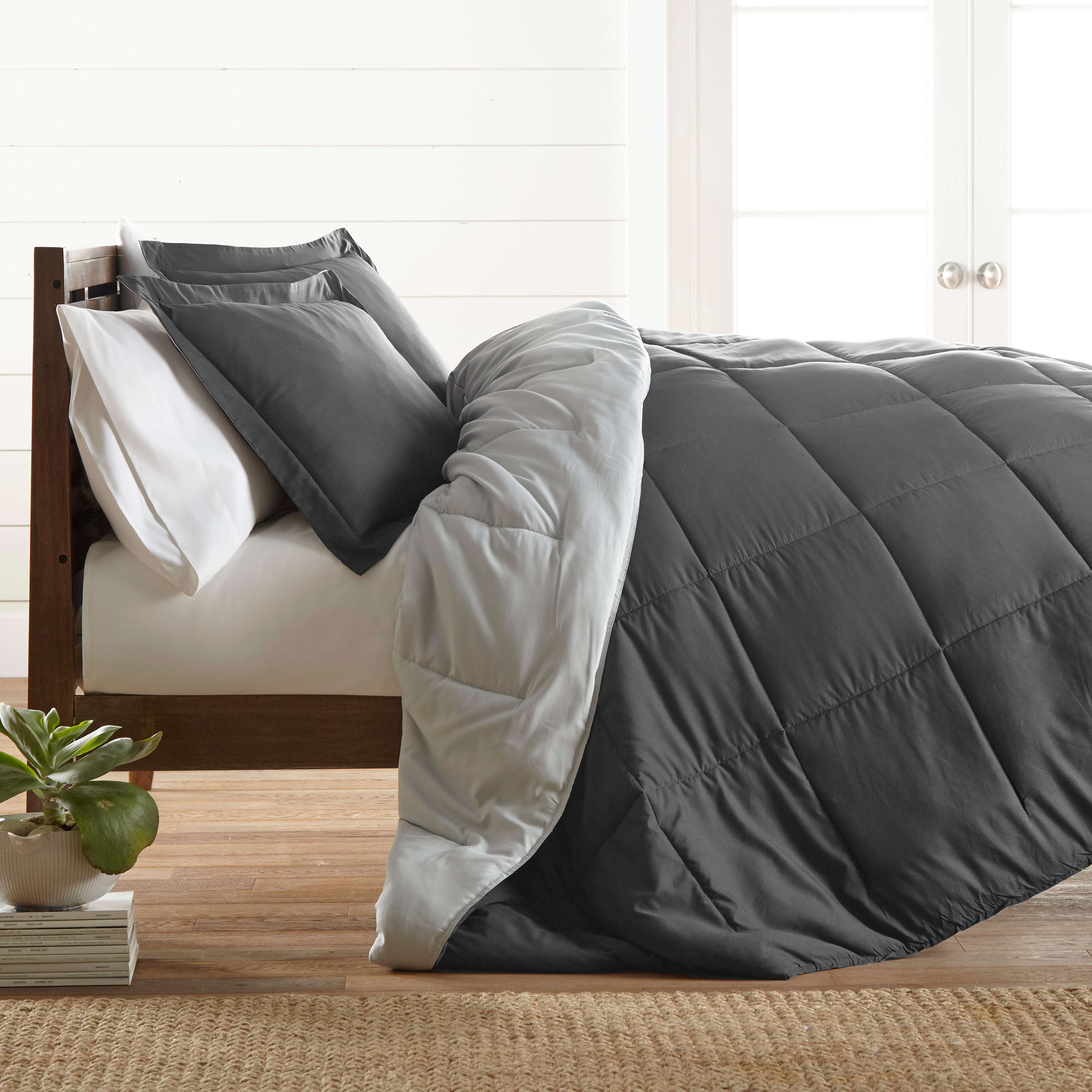 Reversible Full/Queen Premium Down Alternative Comforter, Charcoal/Ash, large