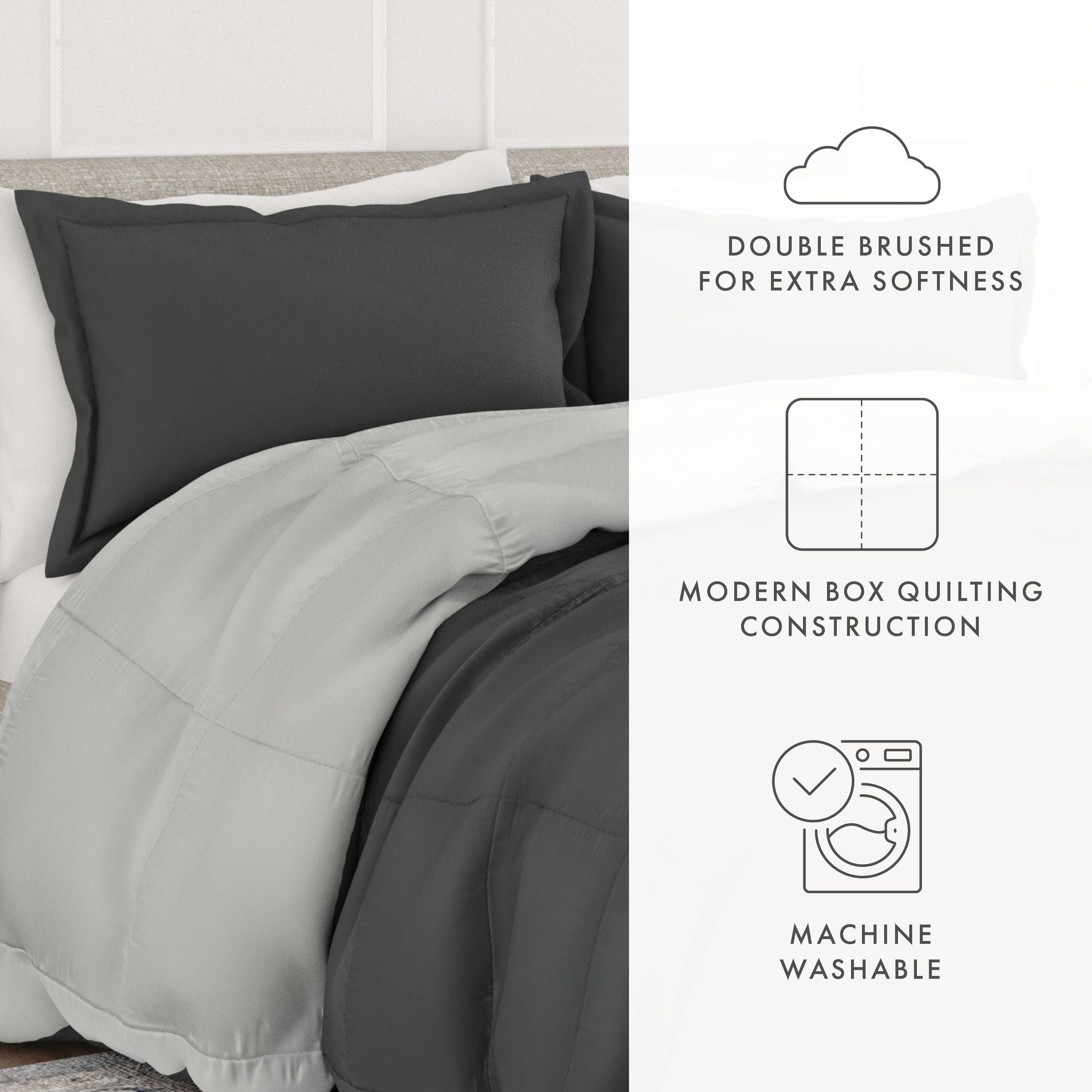 Reversible Full/Queen Premium Down Alternative Comforter, Charcoal/Ash, large