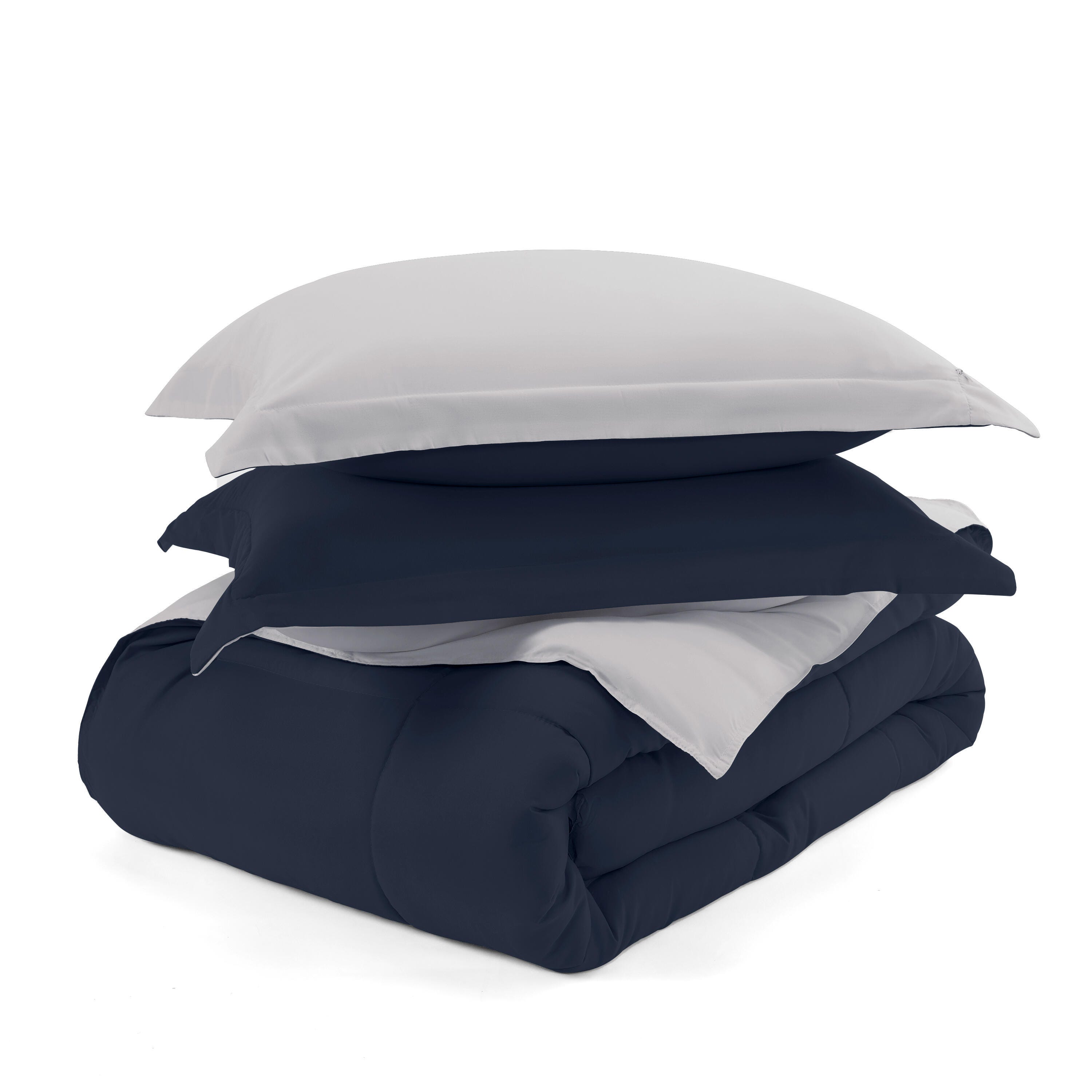 Reversible Full/Queen Premium Down Alternative Comforter, Navy/Gray, large