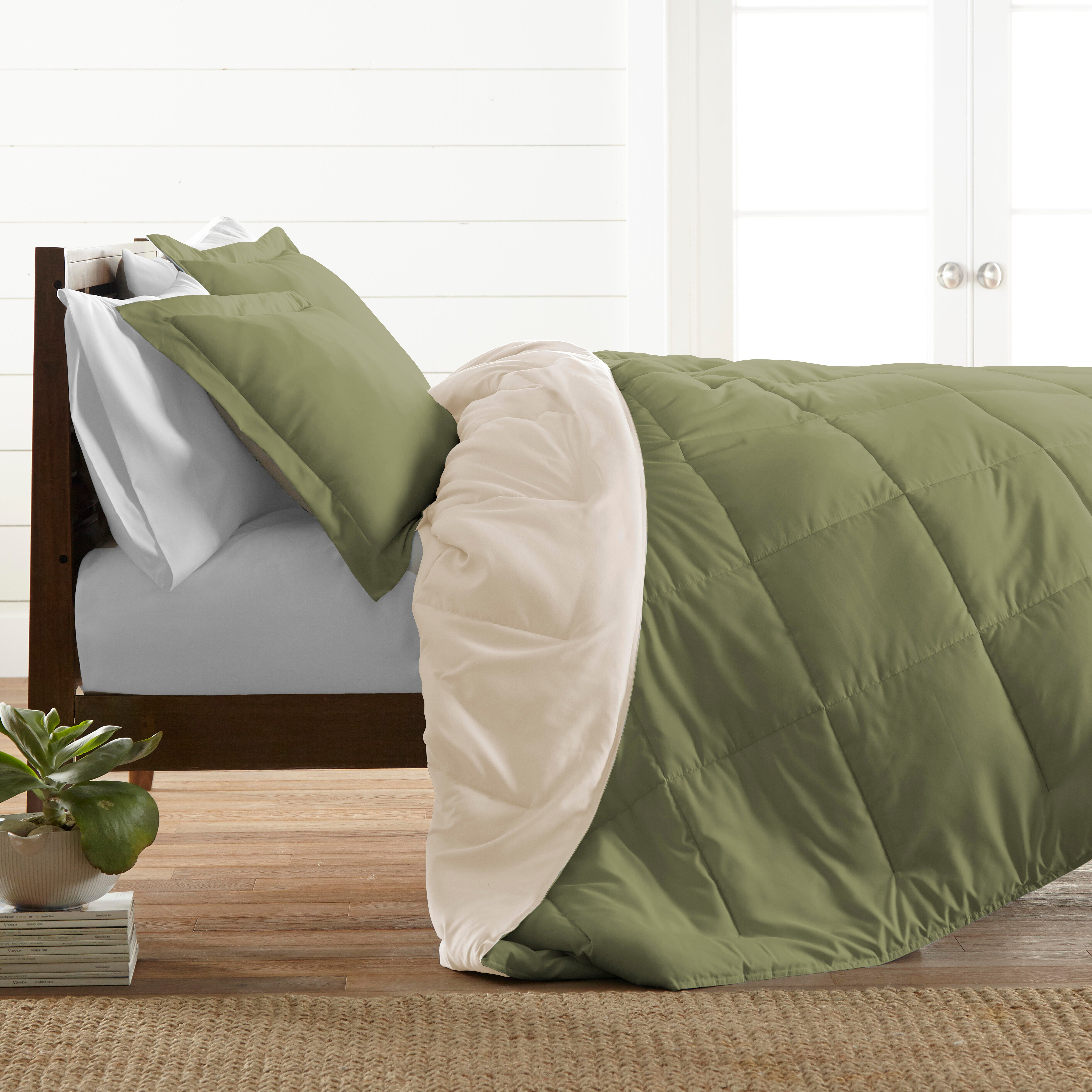 Reversible Full/Queen Premium Down Alternative Comforter, Sage/Ivory, large