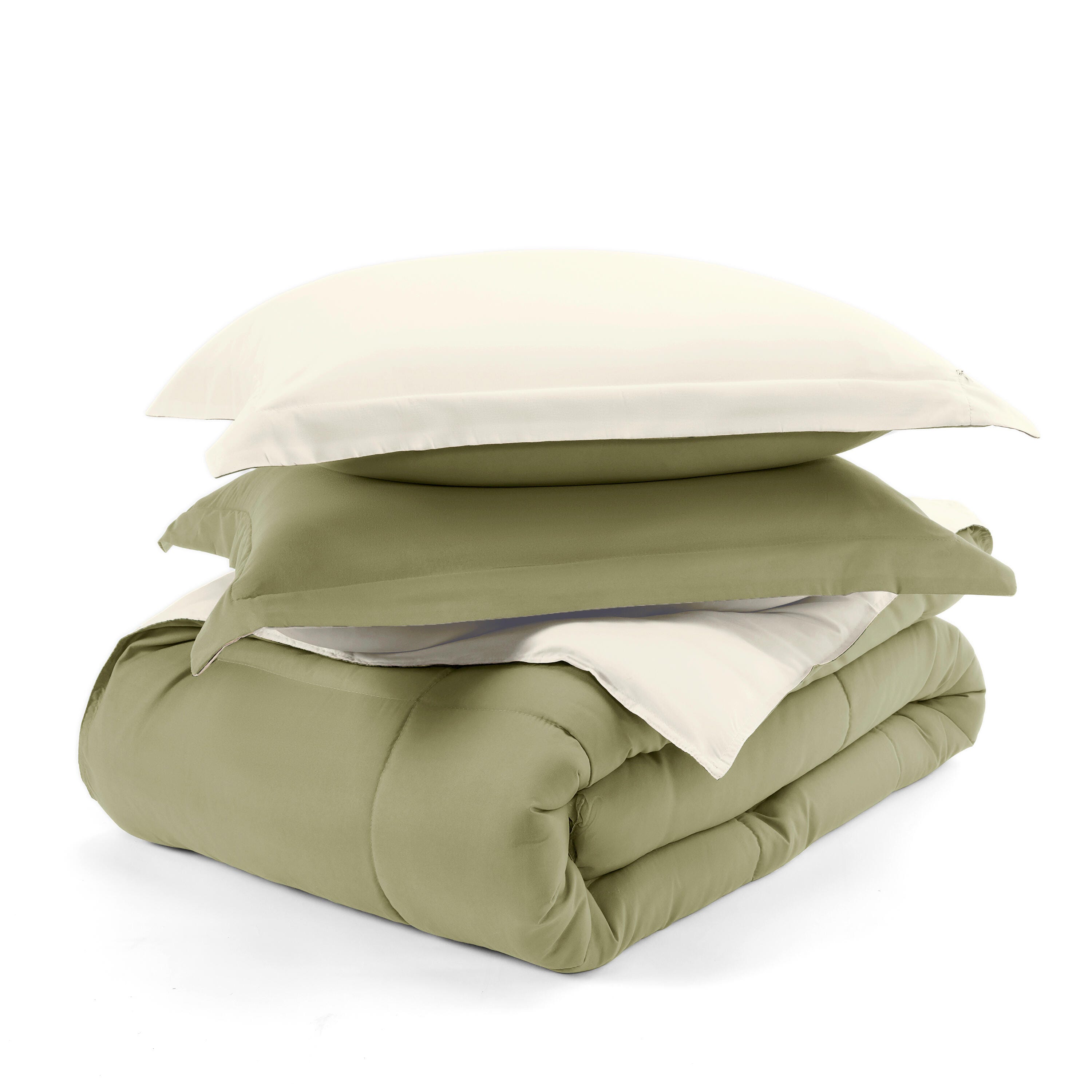 Reversible Full/Queen Premium Down Alternative Comforter, Sage/Ivory, rollover