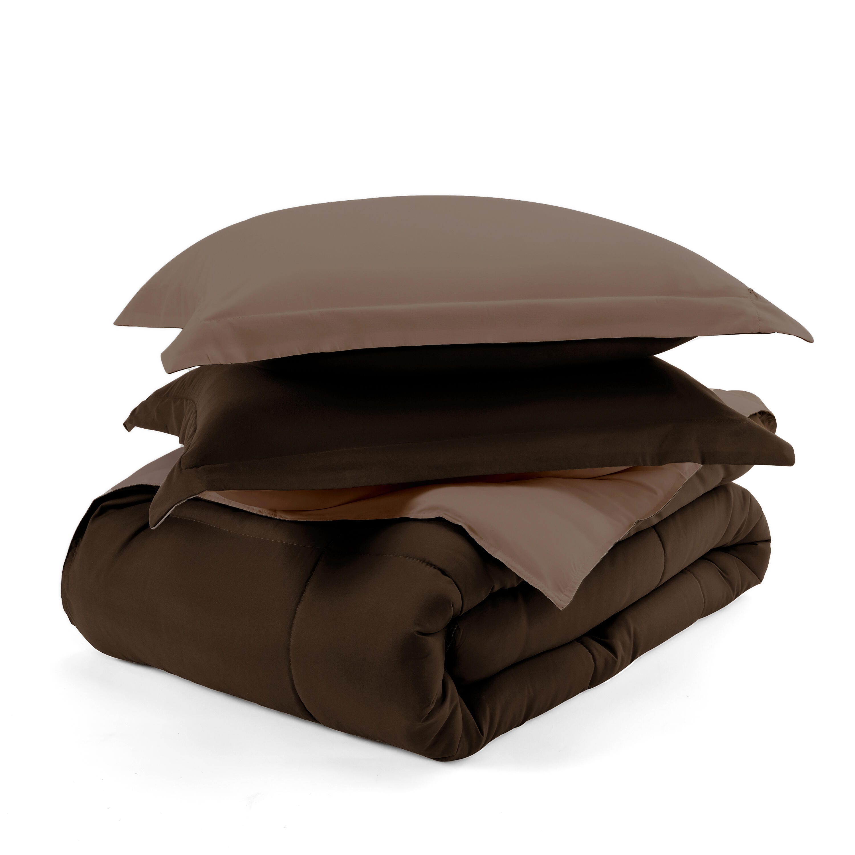 Reversible Full/Queen Premium Down Alternative Comforter, Chocolate/Taupe, rollover