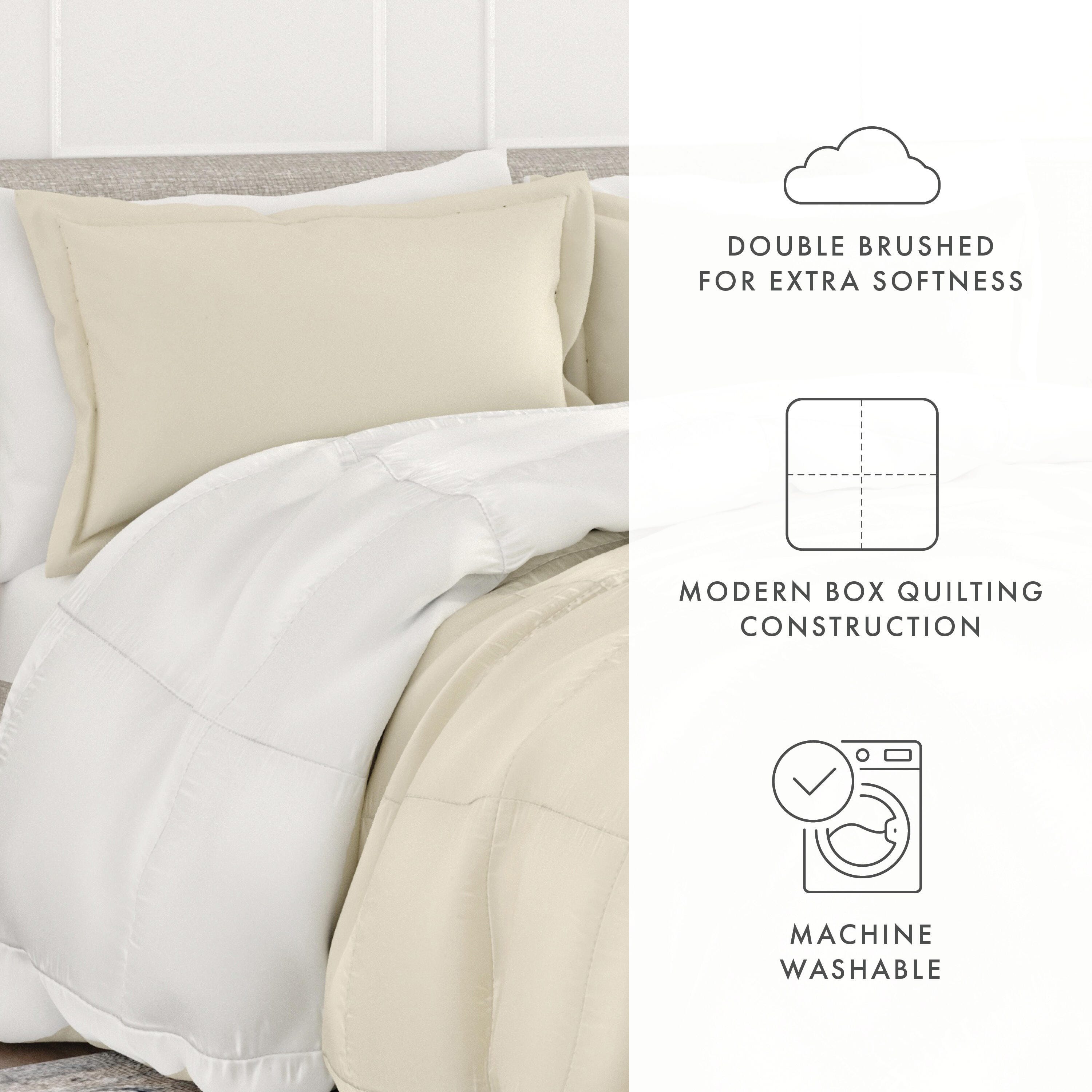 Reversible Full/Queen Premium Down Alternative Comforter, White/Ivory, large