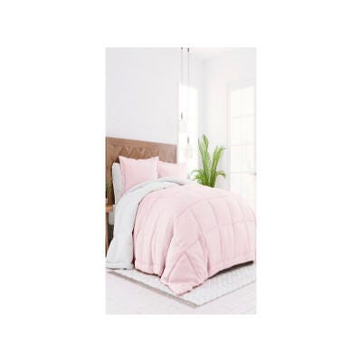 Reversible Twin/Twin XL Down Alternative Comforter, Blush/White, large