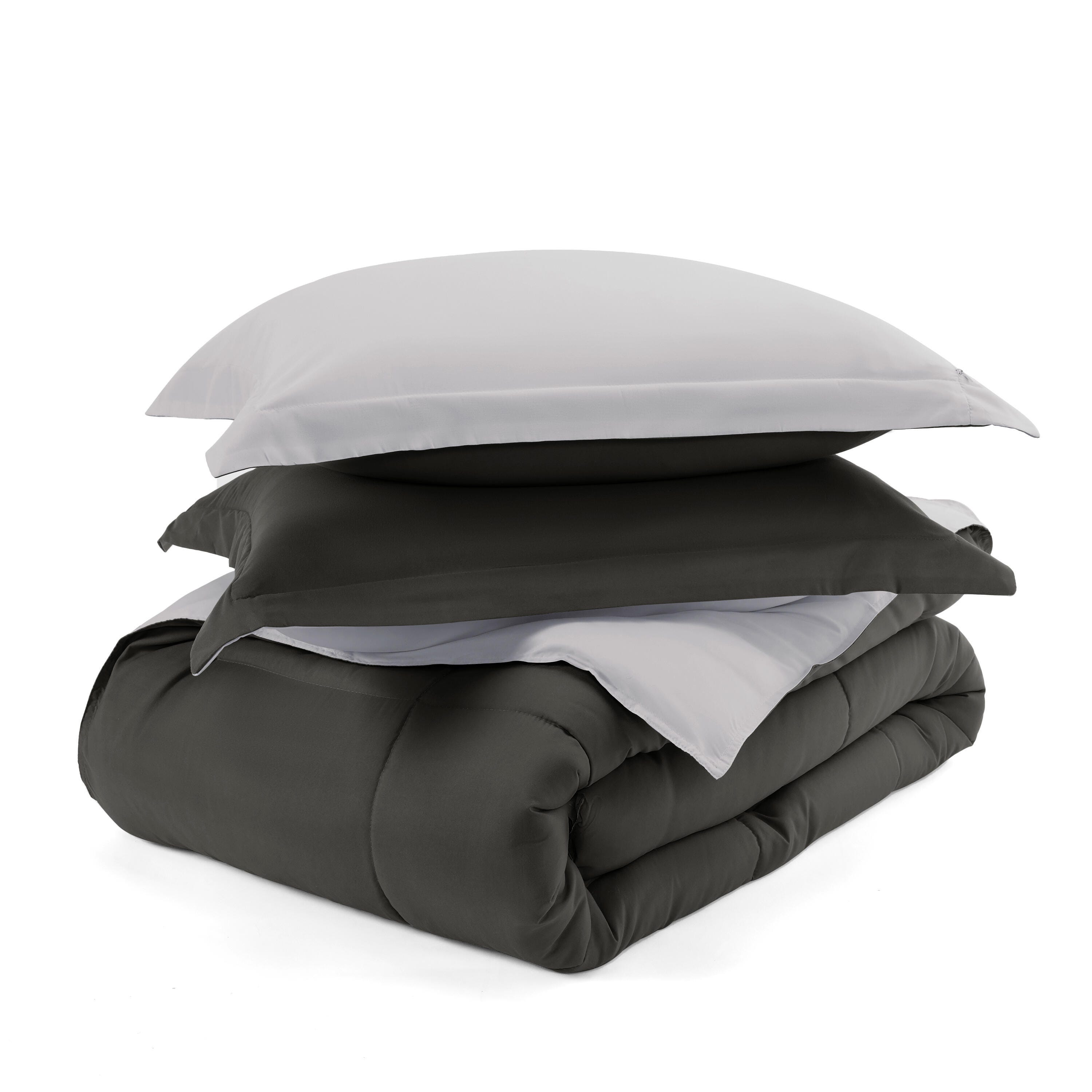 Reversible Twin/Twin XL Down Alternative Comforter, Charcoal/Ash, rollover