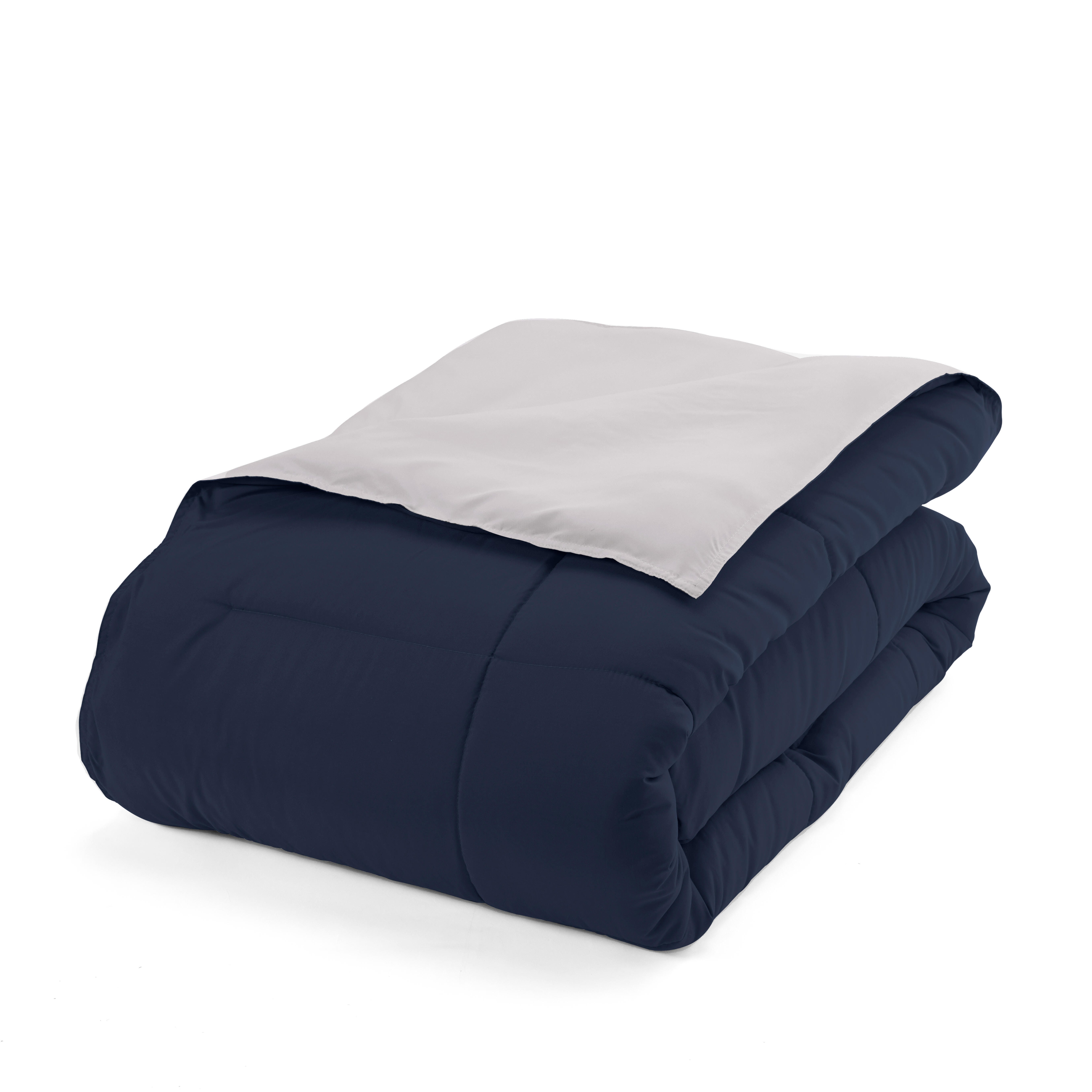 Reversible Twin/Twin XL Down Alternative Comforter, Navy/Gray, large