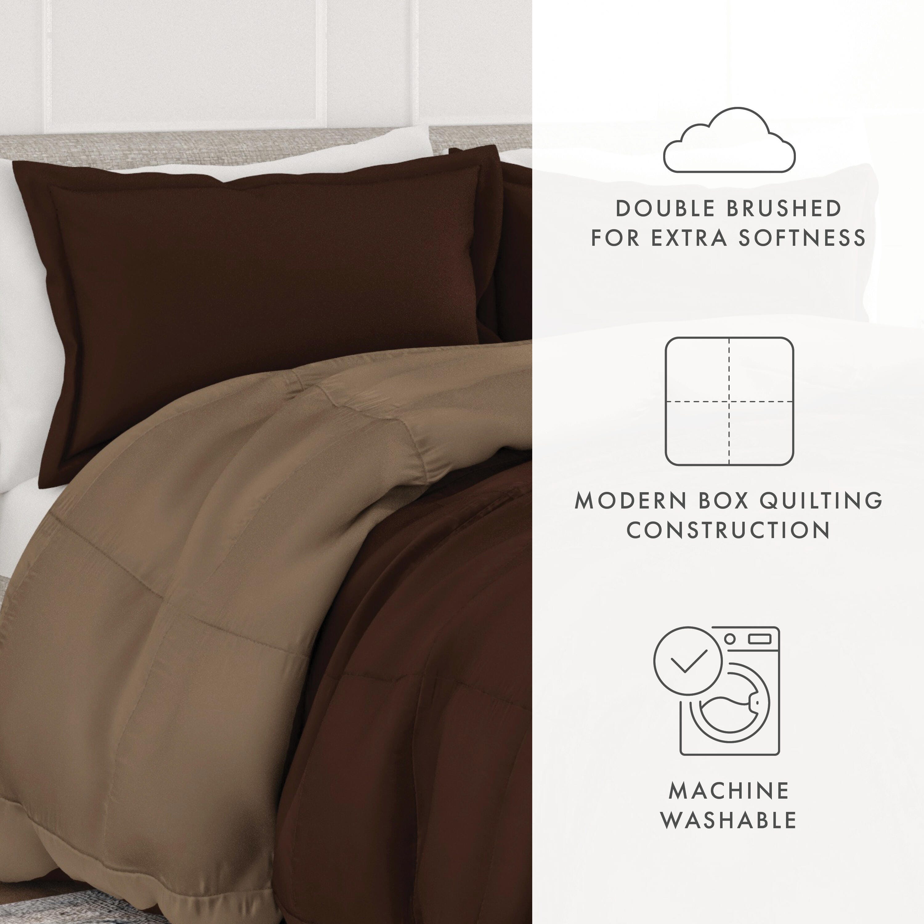 Reversible Twin/Twin XL Down Alternative Comforter, Chocolate/Taupe, large