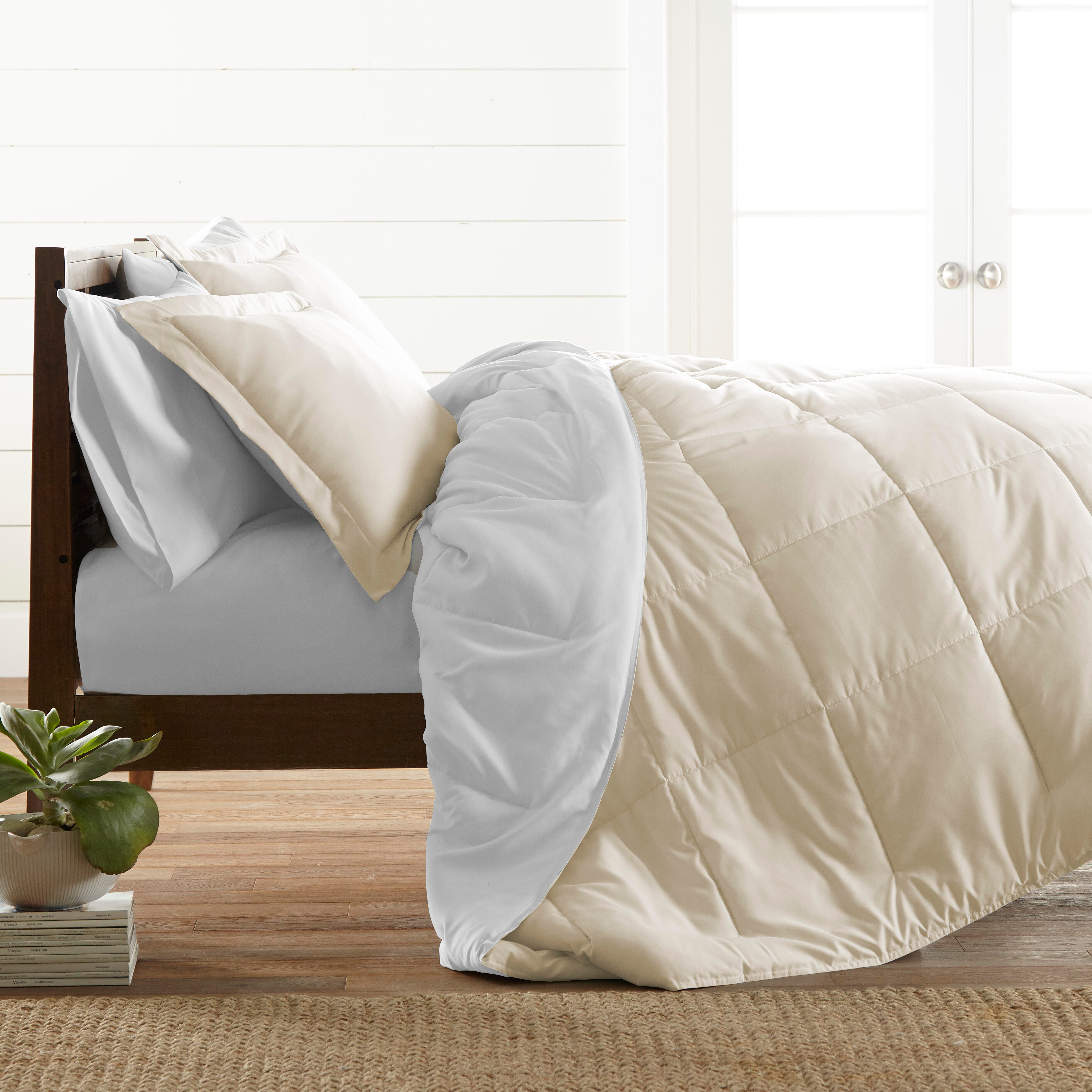 Reversible Twin/Twin XL Down Alternative Comforter, White/Ivory, large