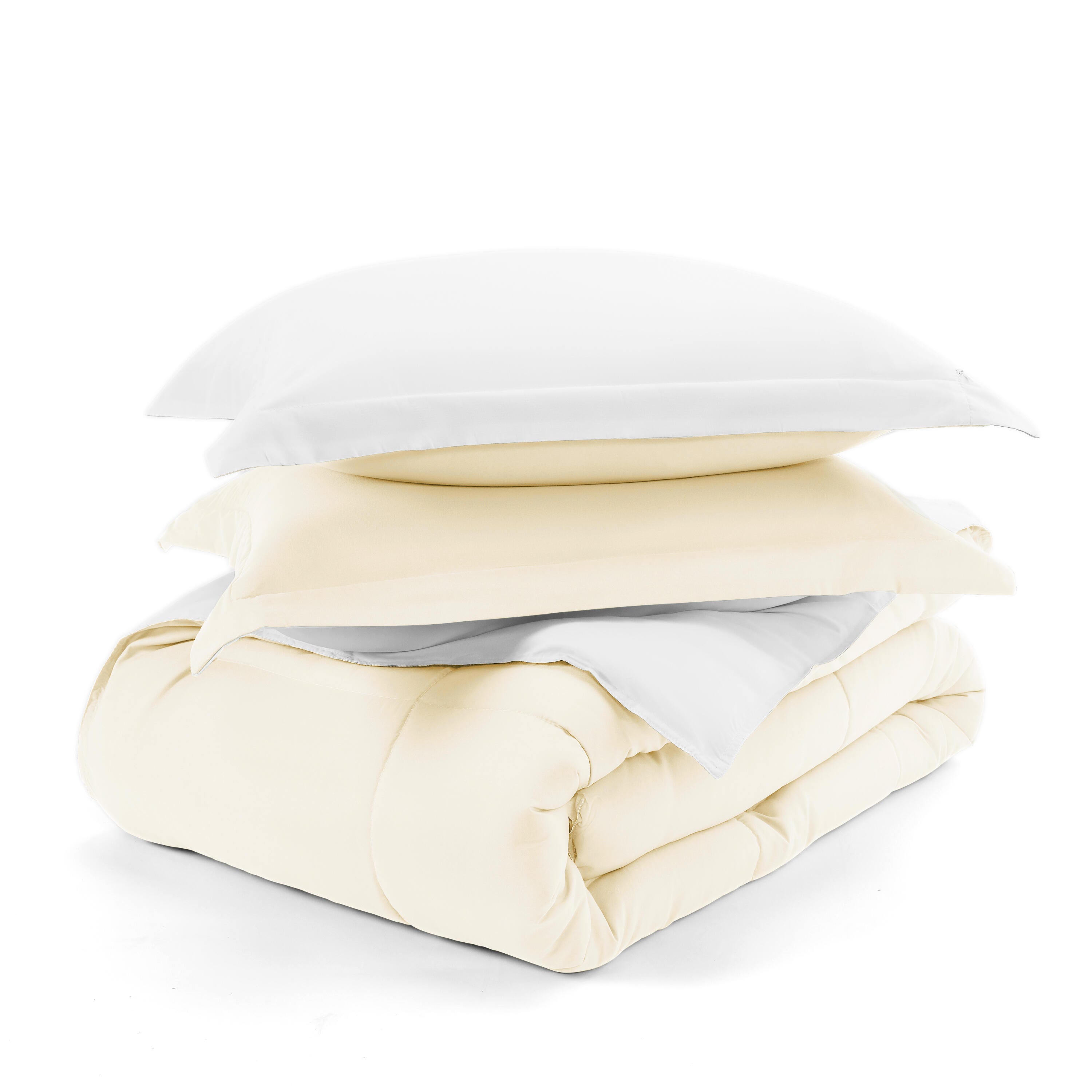 Reversible Twin/Twin XL Down Alternative Comforter, White/Ivory, rollover