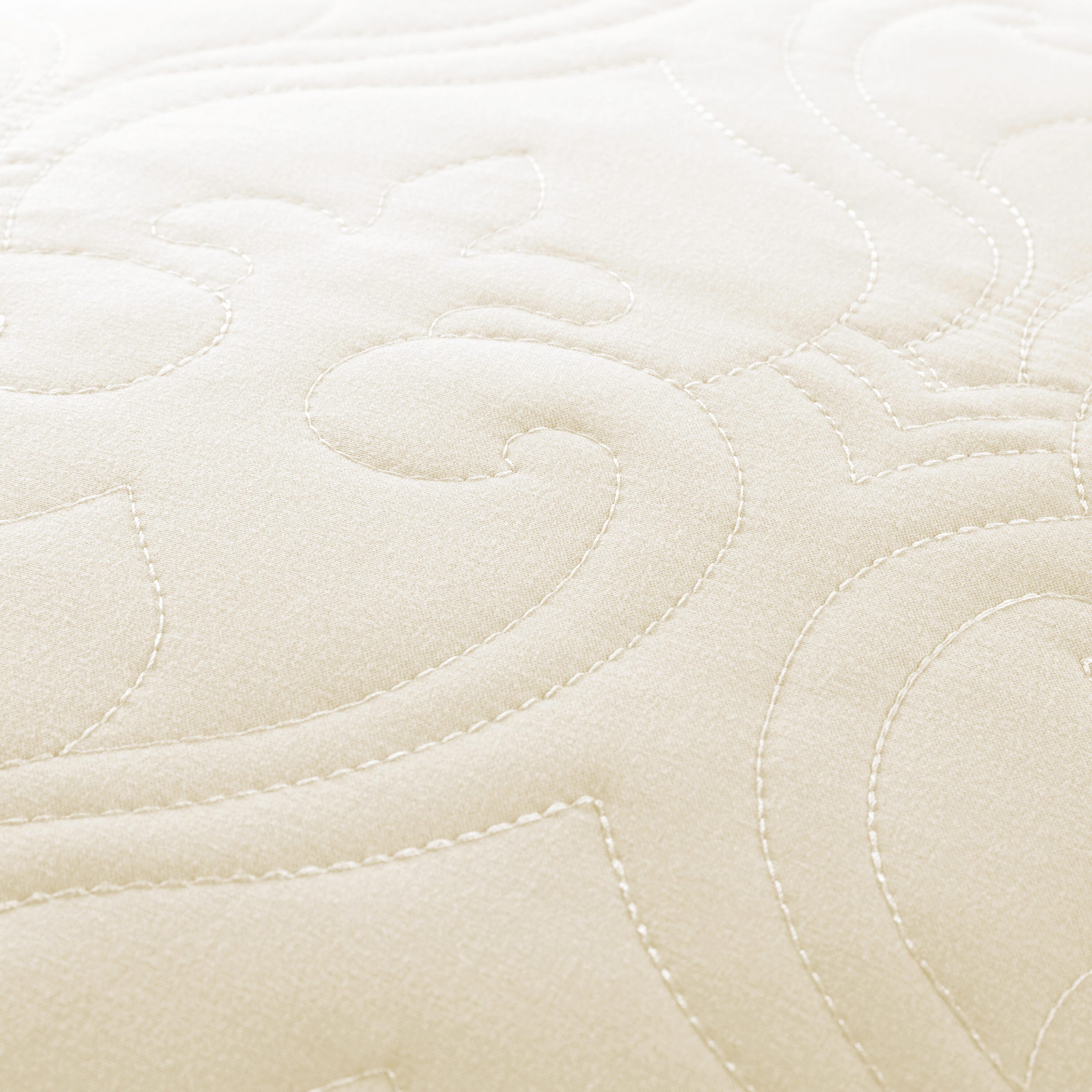 Damask Patterned 3-Piece King/California King Quilted Coverlet Set, Ivory, large
