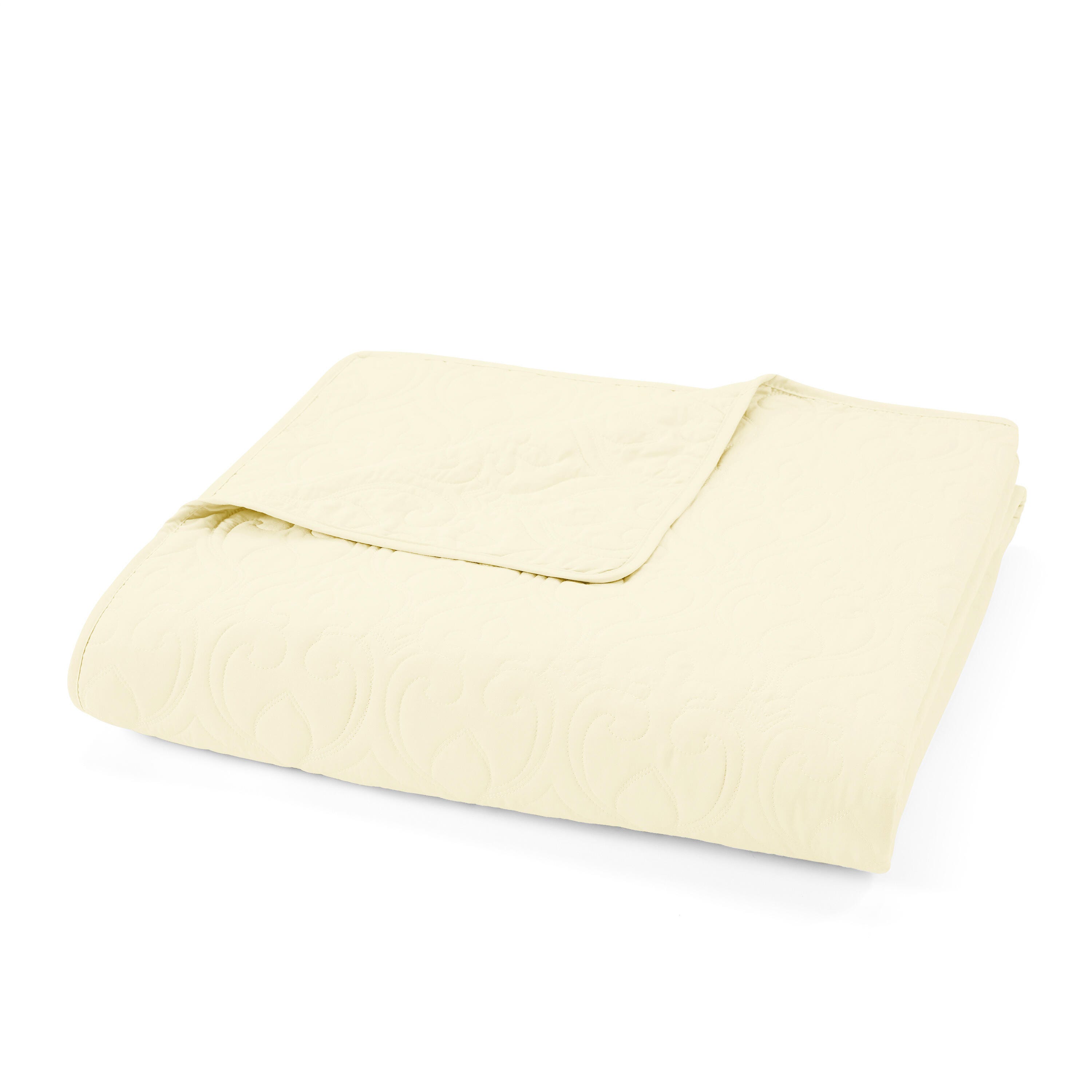 Damask Patterned 3-Piece King/California King Quilted Coverlet Set, Yellow, large