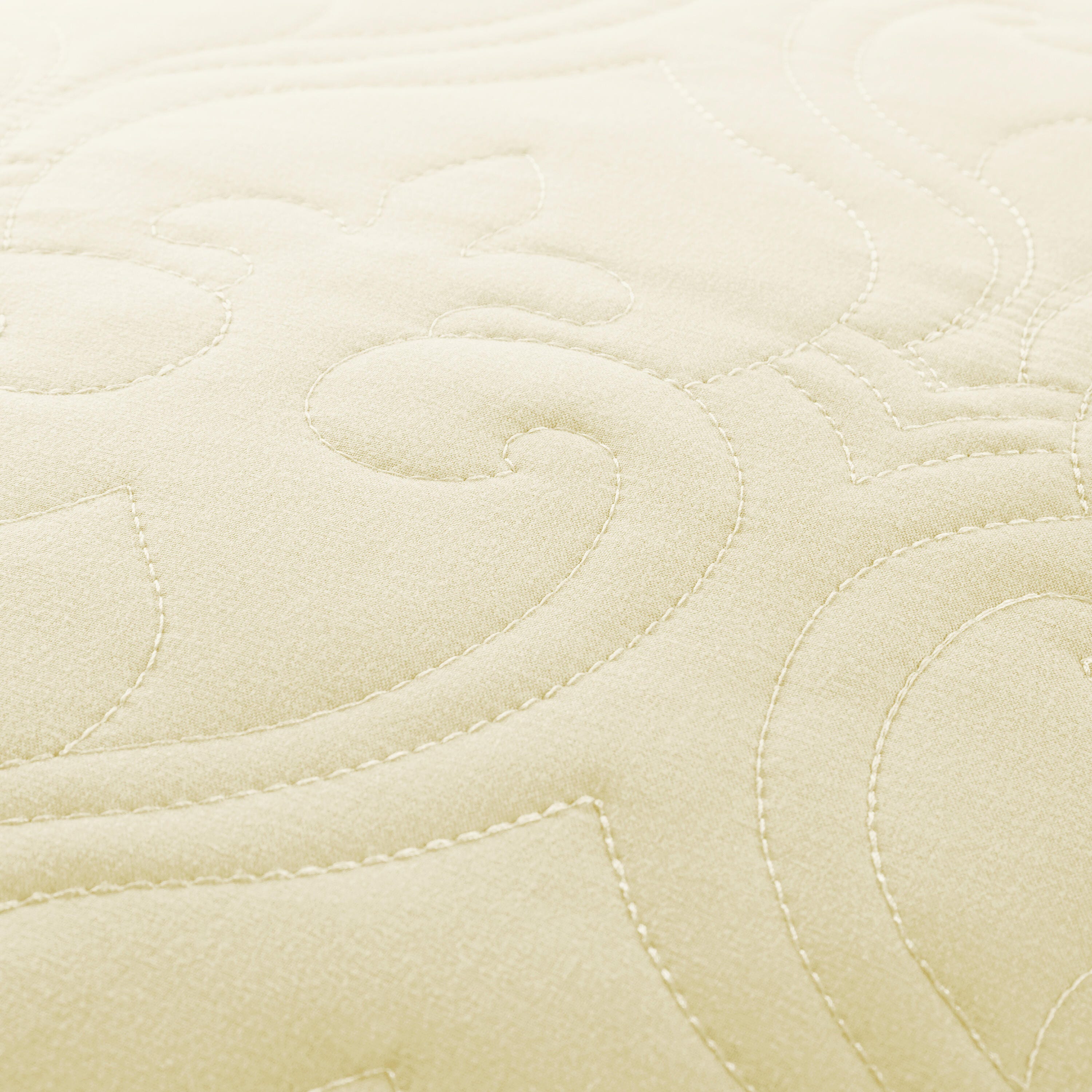 Damask Patterned 3-Piece King/California King Quilted Coverlet Set, Yellow, large