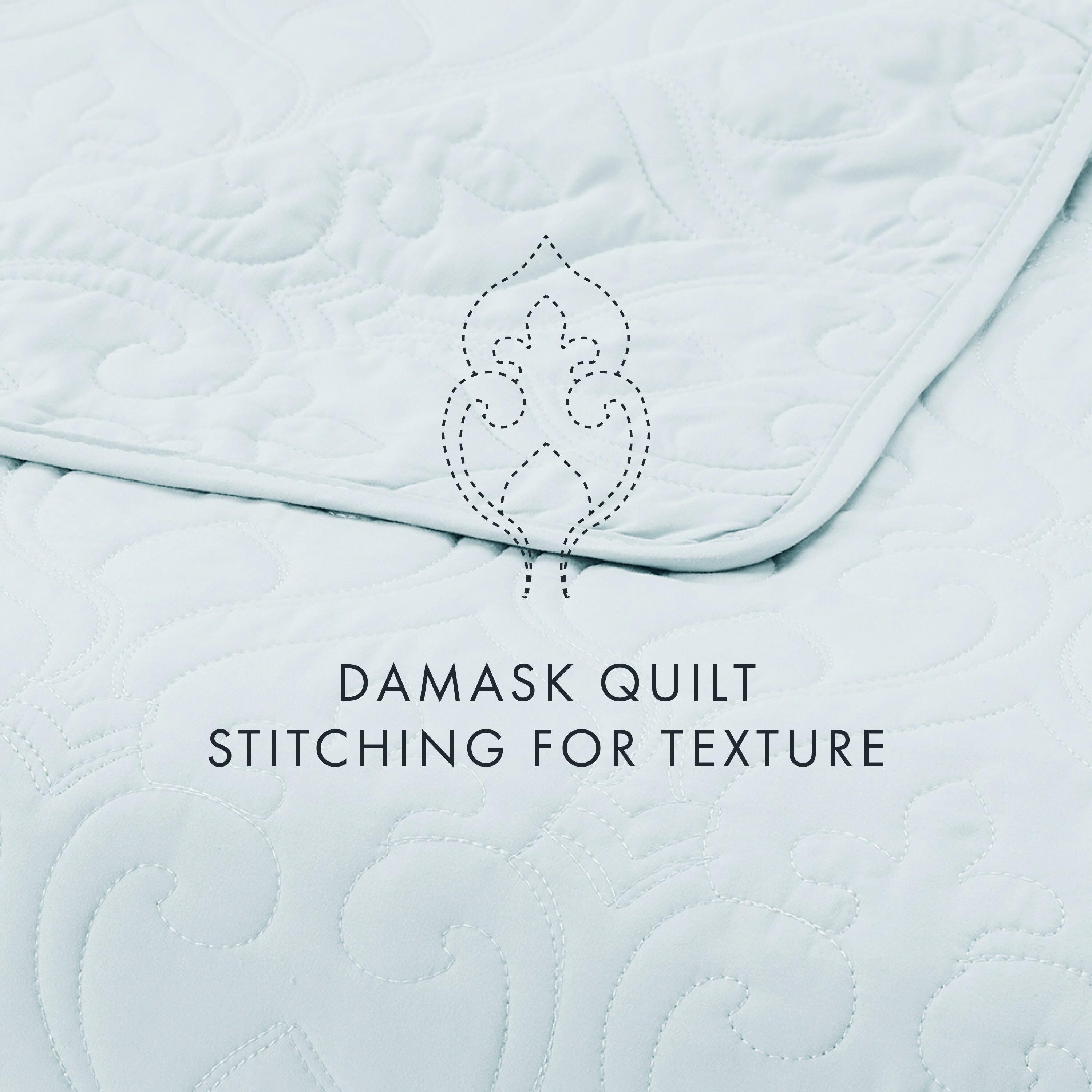 Damask Patterned 3-Piece Full/Queen Quilted Coverlet Set, Pale Blue, large