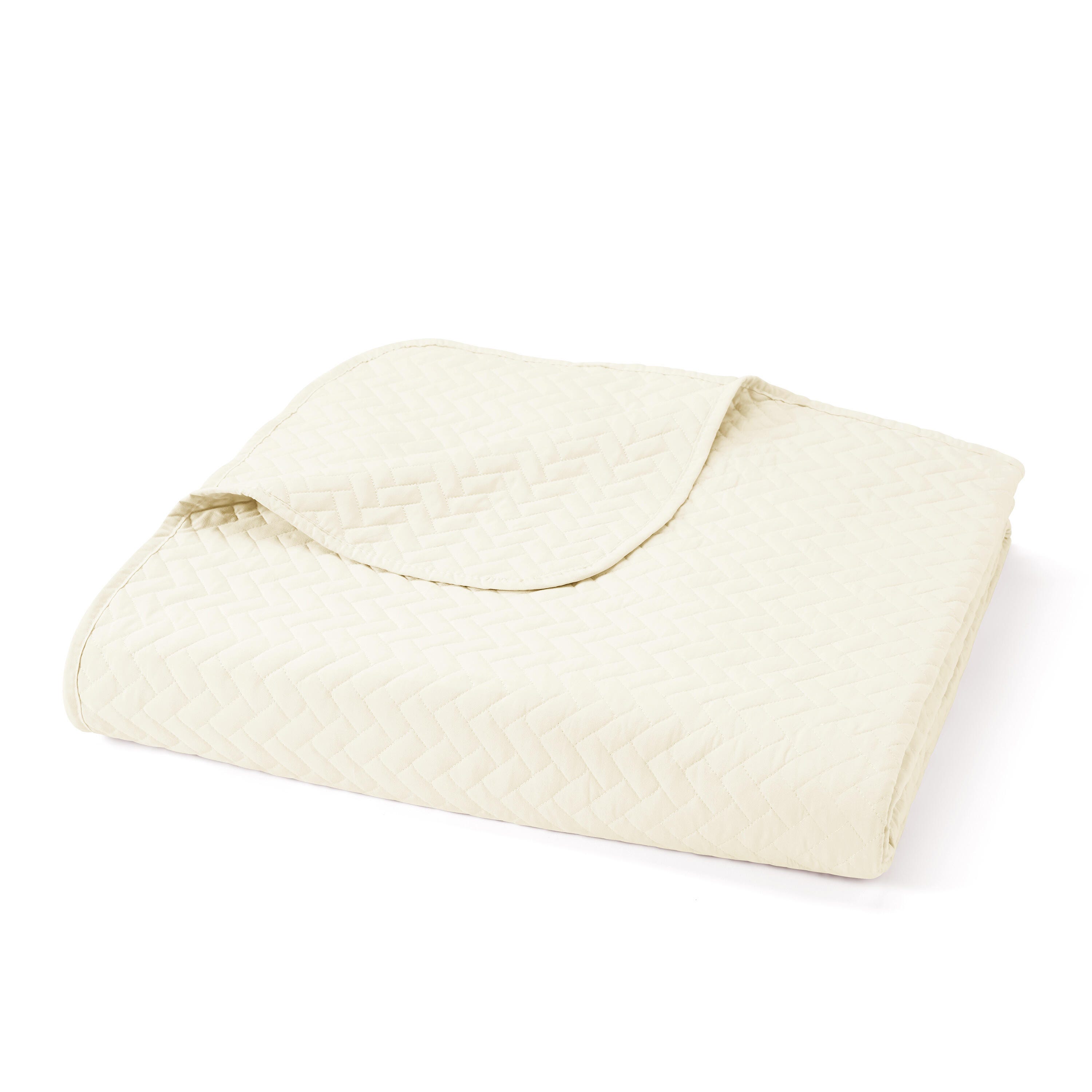 Herring Patterned 3-Piece King/California King Quilted Coverlet Set, Ivory, large