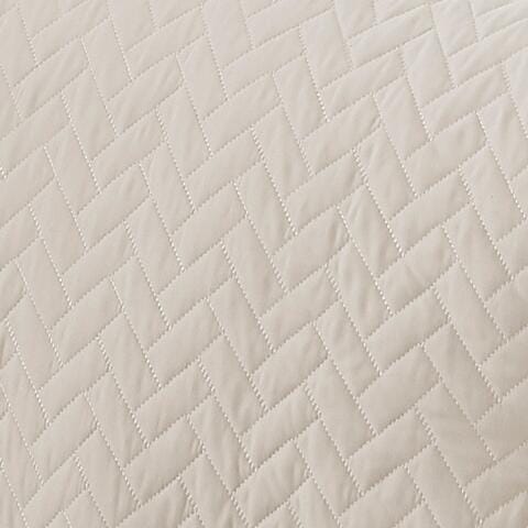 Herring Patterned 3-Piece King/California King Quilted Coverlet Set, Ivory, large