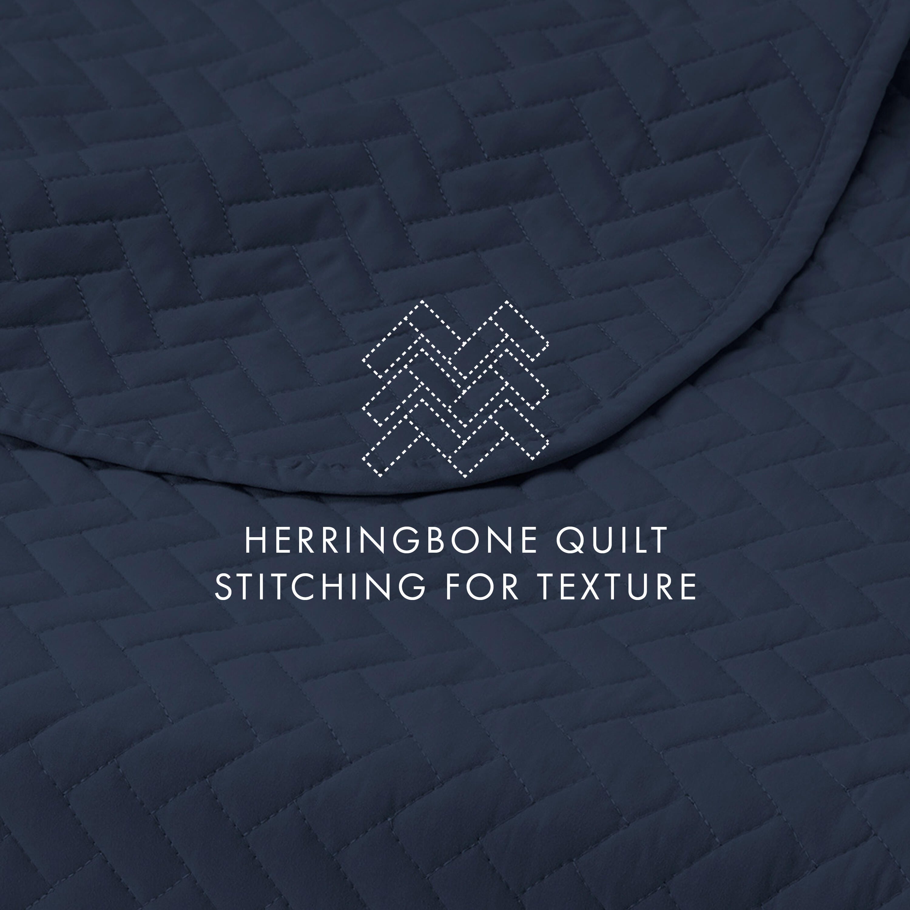 Herring Patterned 3-Piece King/California King Quilted Coverlet Set, Navy, large