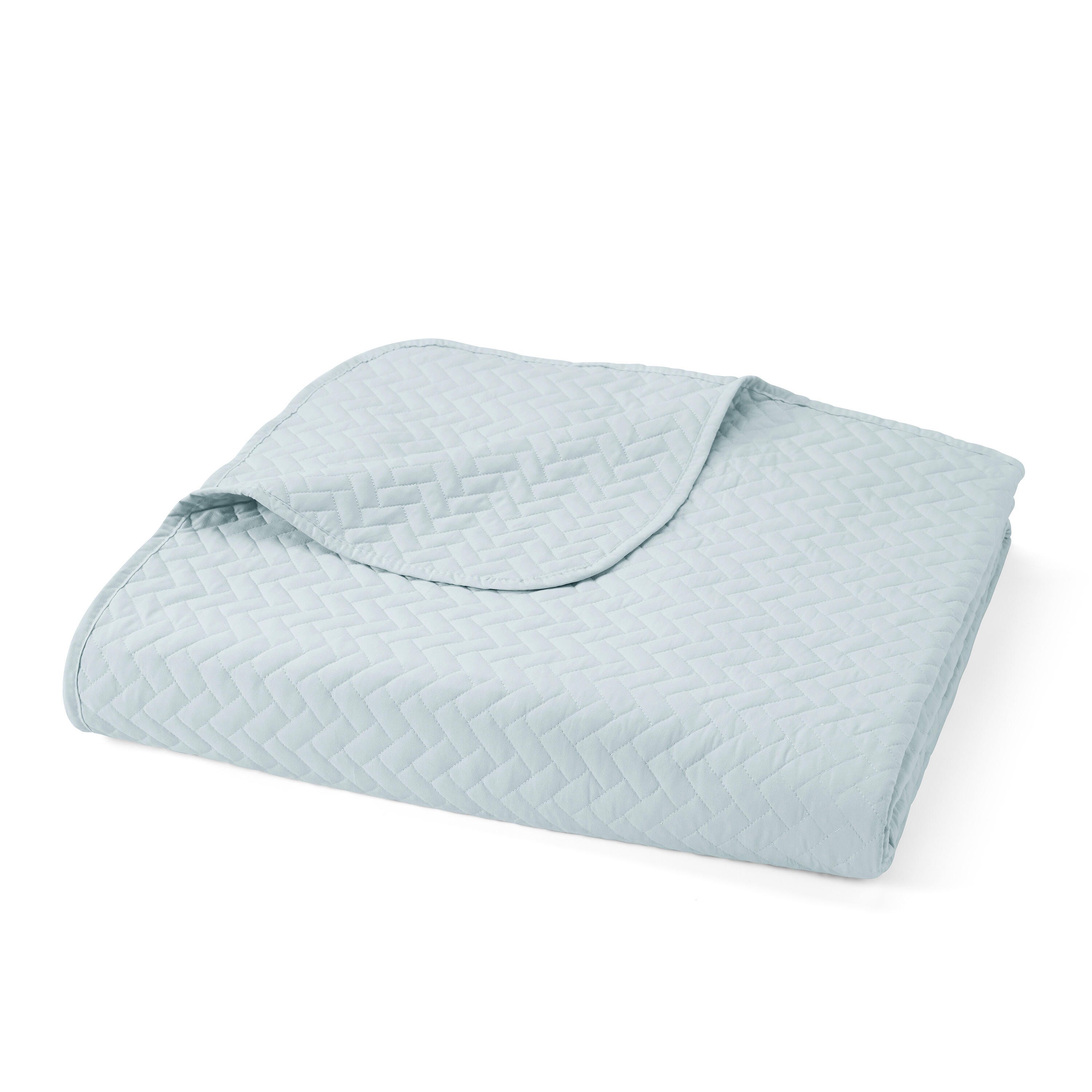 Herring Patterned 3-Piece King/California King Quilted Coverlet Set, Pale Blue, rollover
