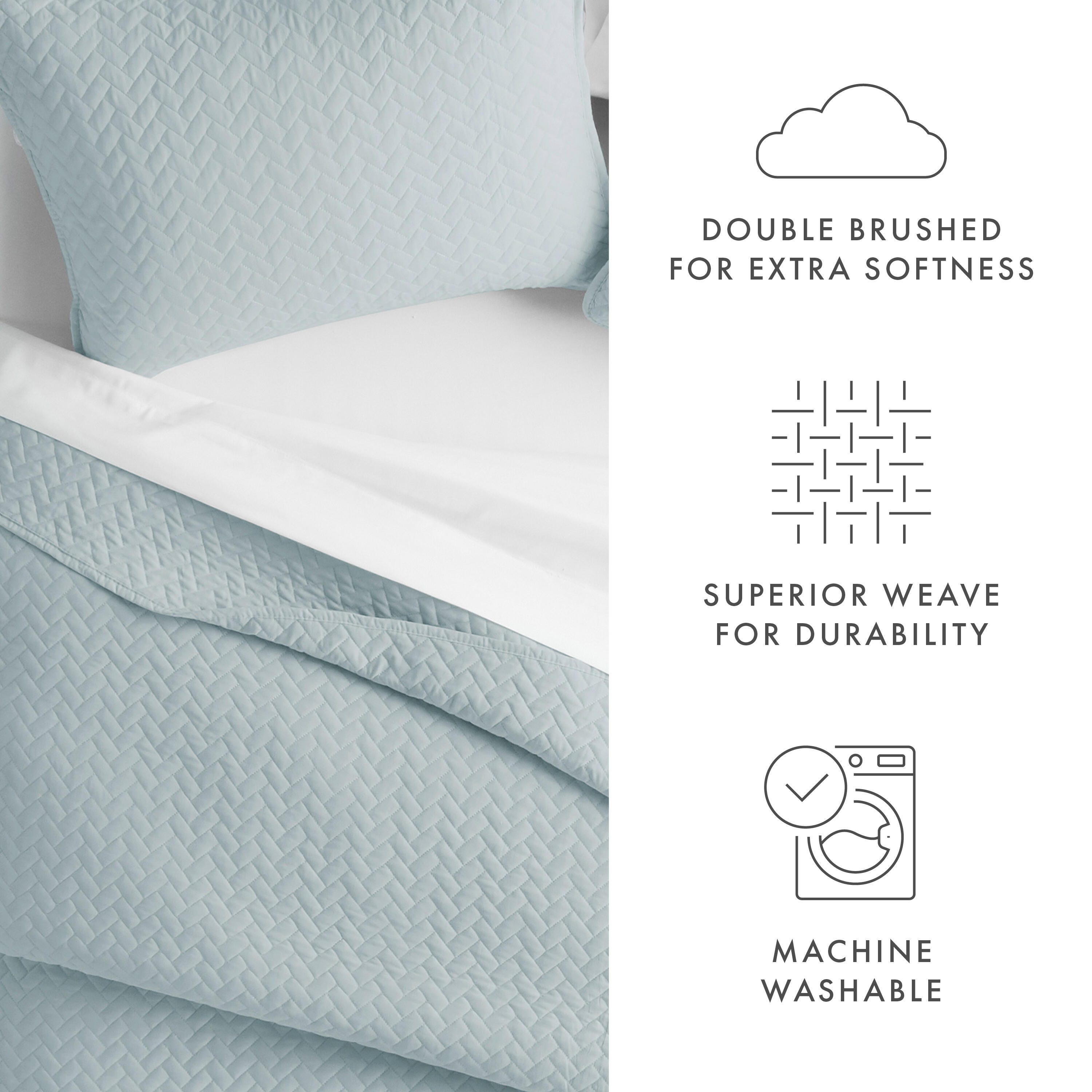 Herring Patterned 3-Piece King/California King Quilted Coverlet Set, Pale Blue, large