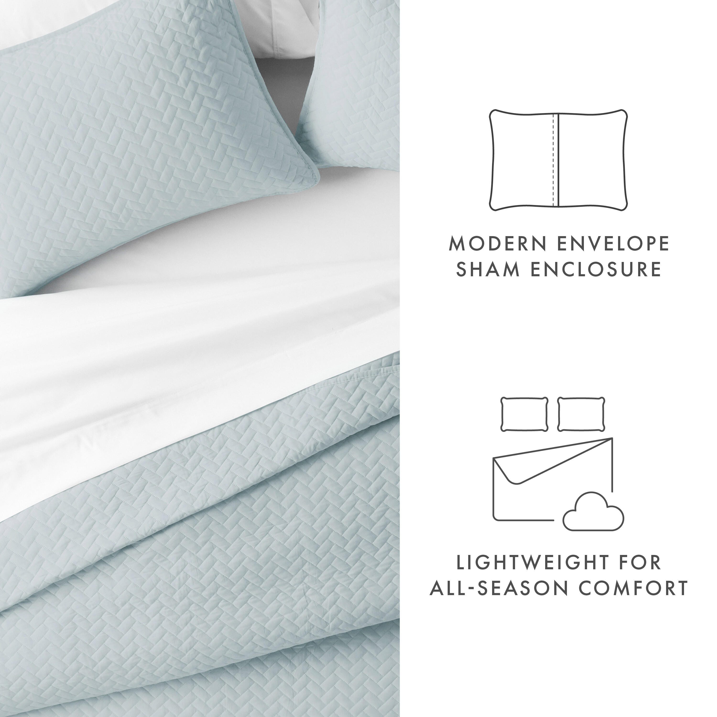 Herring Patterned 3-Piece King/California King Quilted Coverlet Set, Pale Blue, large