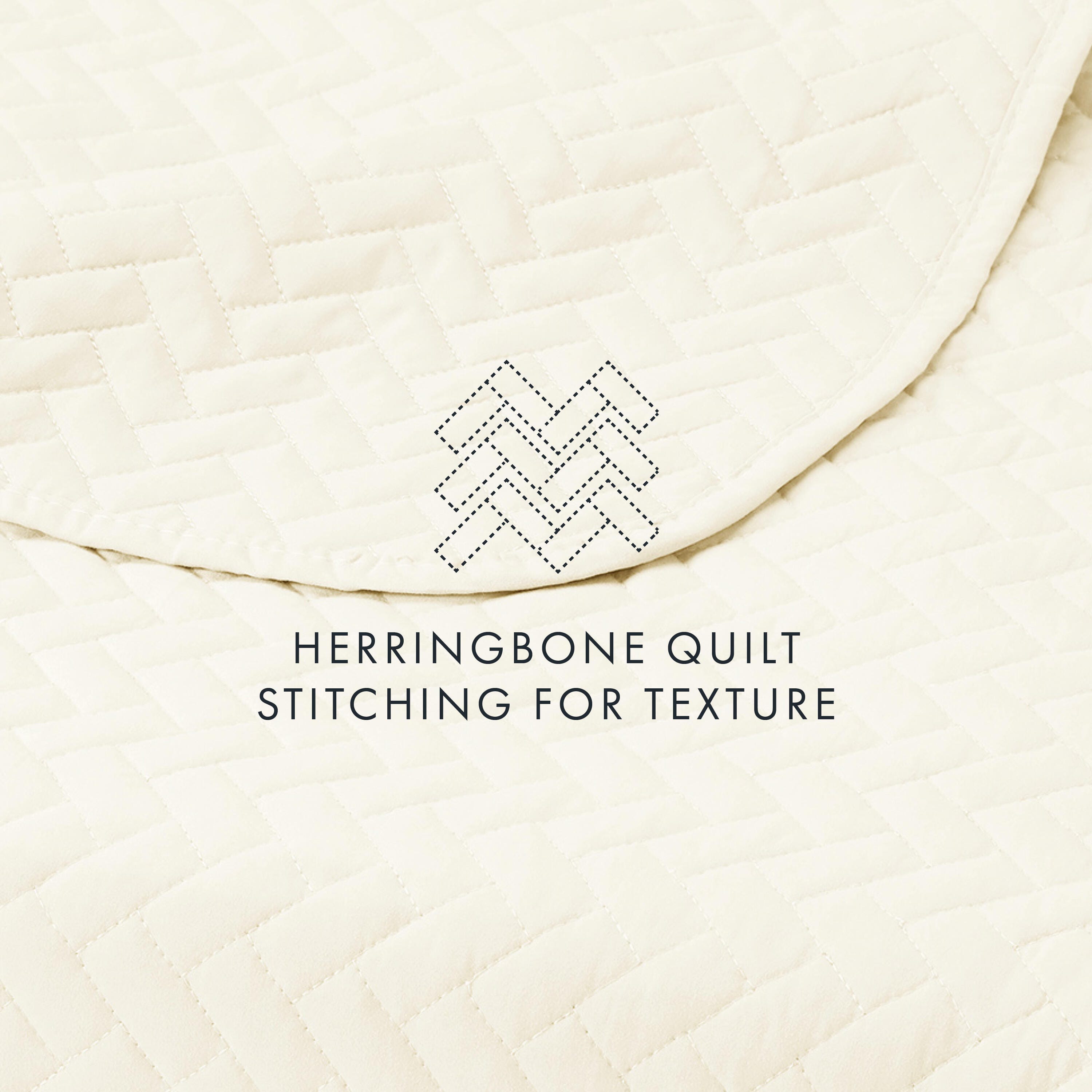 Herring Patterned 3-Piece Full/Queen Quilted Coverlet Set, Ivory, large