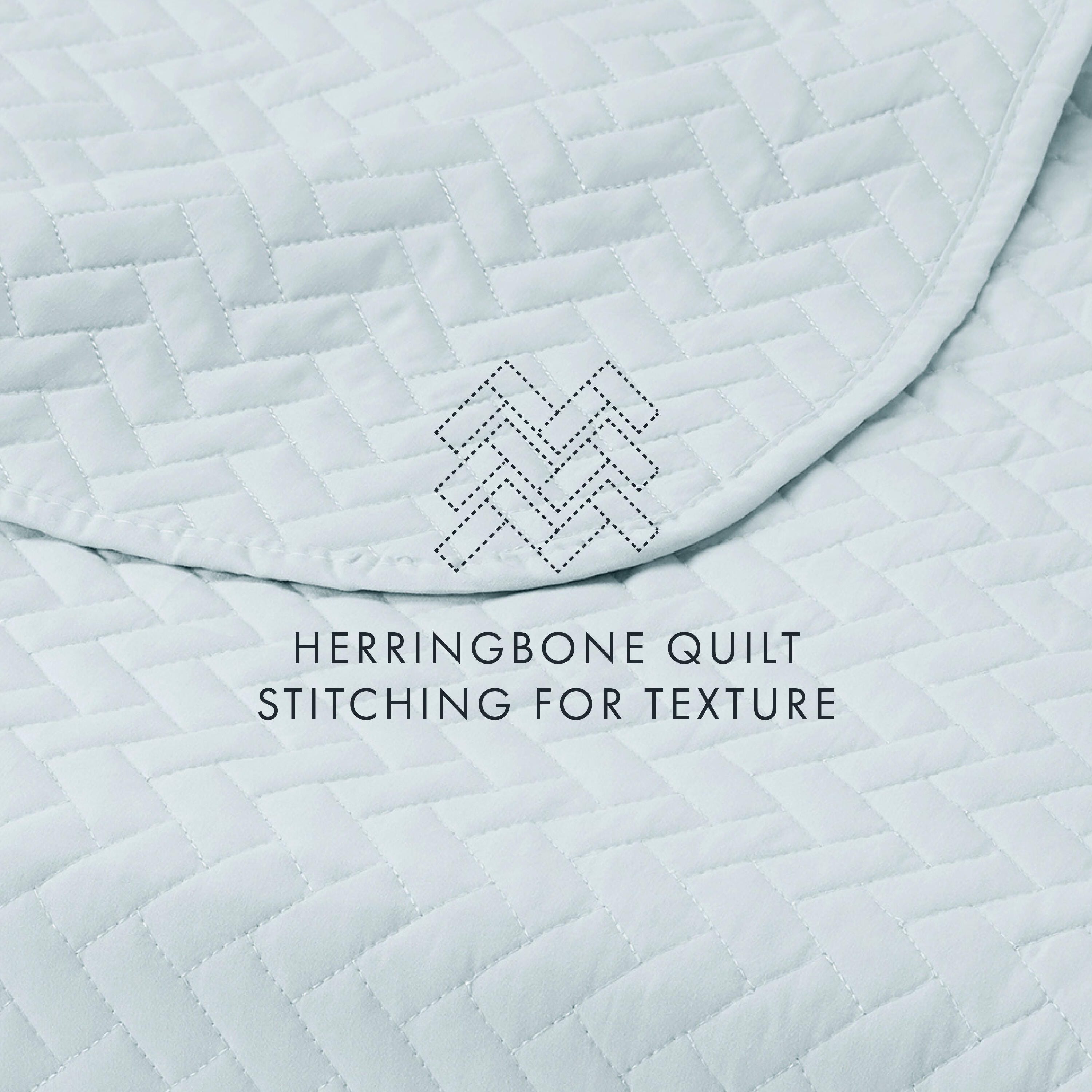 Herring Patterned 3-Piece Full/Queen Quilted Coverlet Set, Pale Blue, large