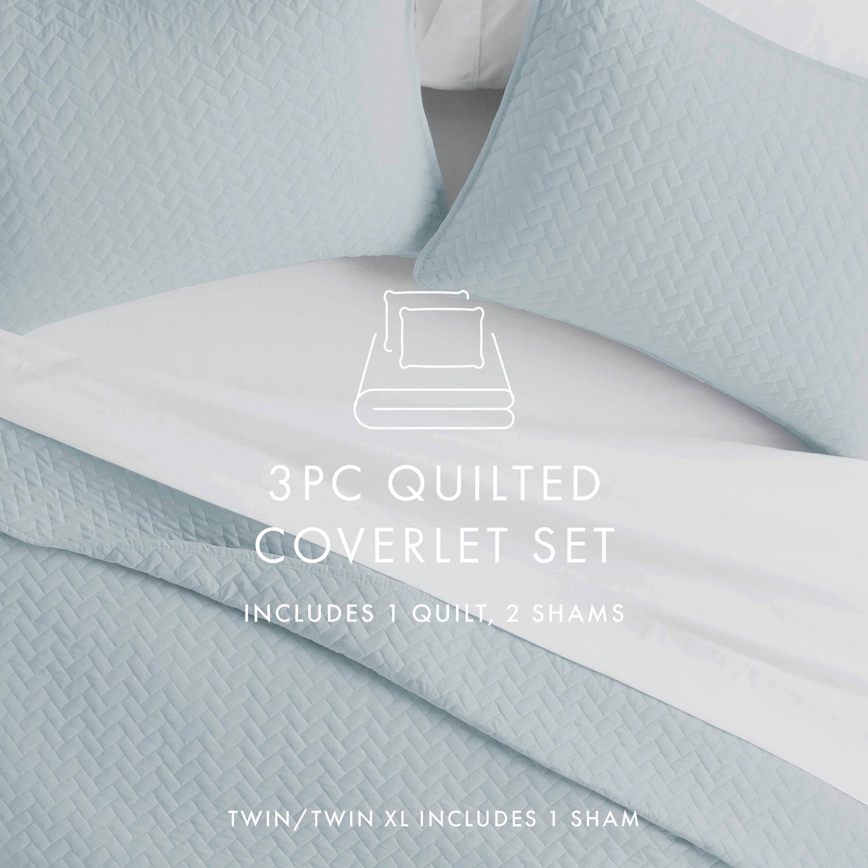 Herring Patterned 3-Piece Twin/Twin XL Quilted Coverlet Set, Pale Blue, large