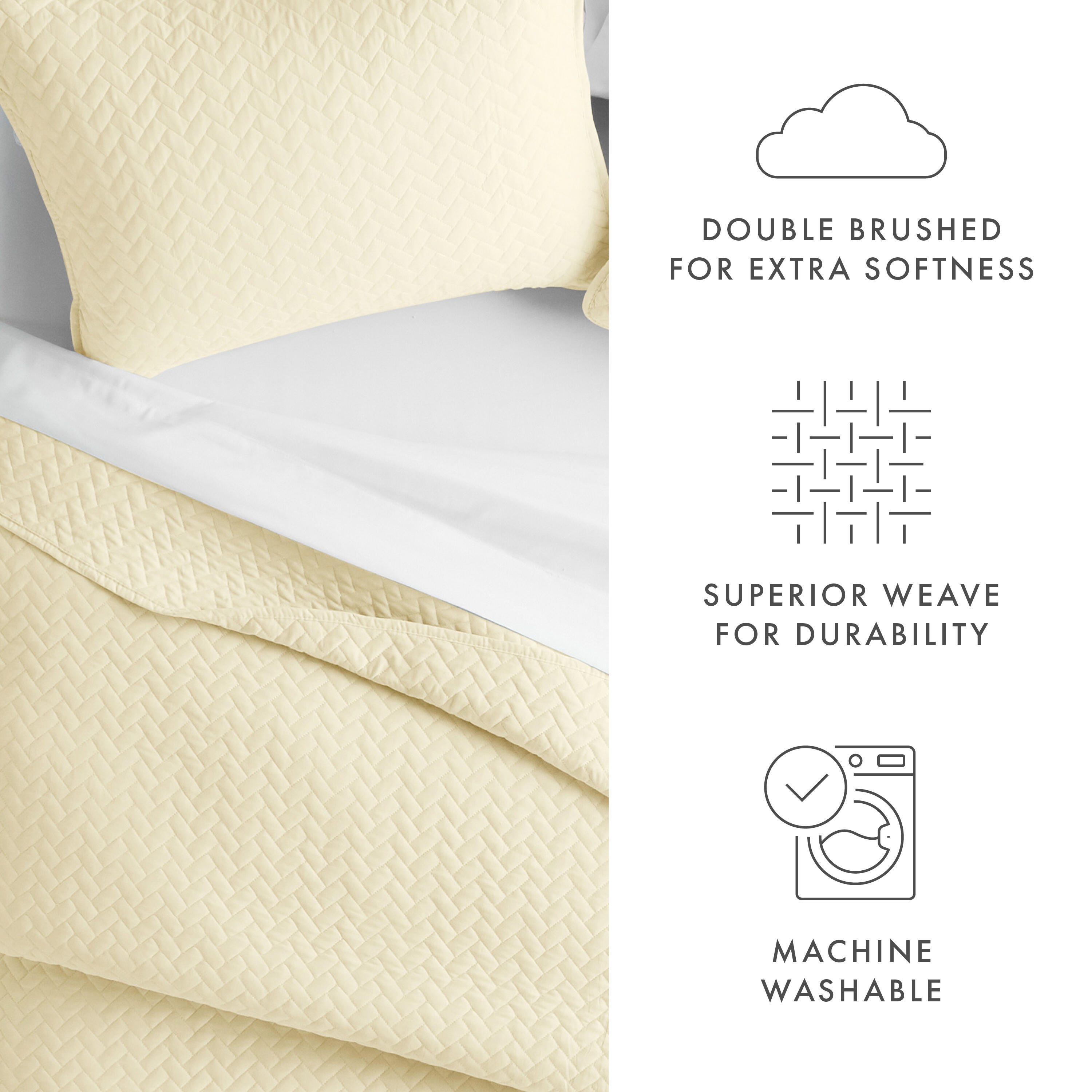 Herring Patterned 3-Piece Twin/Twin XL Quilted Coverlet Set, Yellow, large