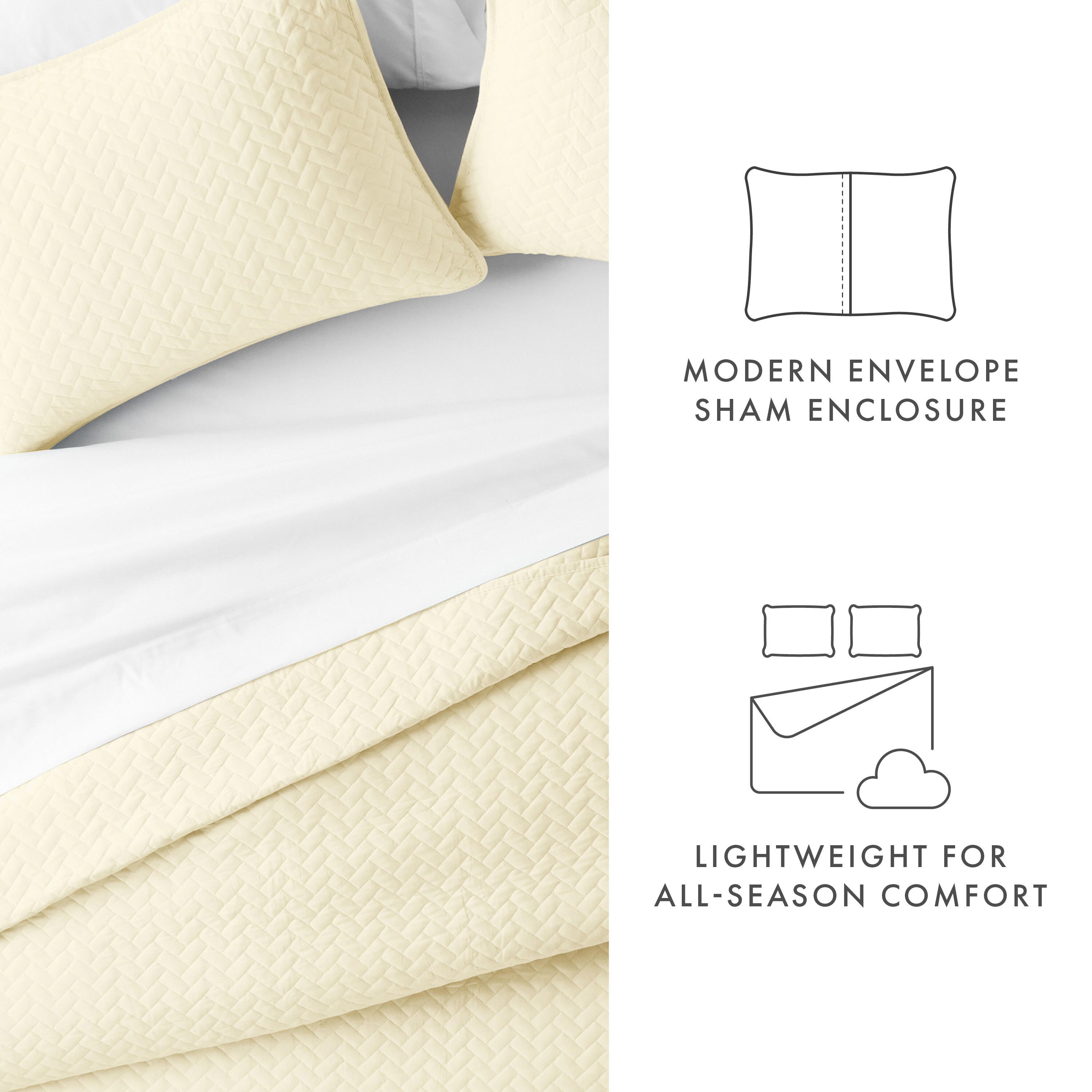 Herring Patterned 3-Piece Twin/Twin XL Quilted Coverlet Set, Yellow, large
