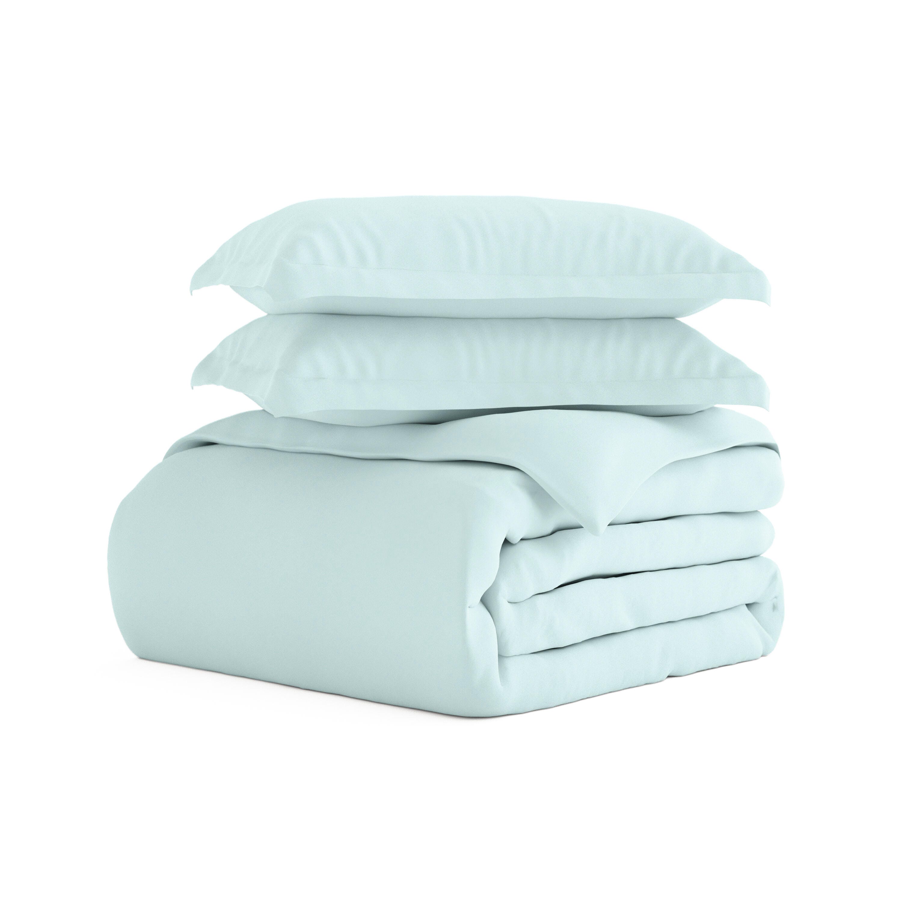 Three Piece King/California King Duvet Cover Set, Aqua, rollover