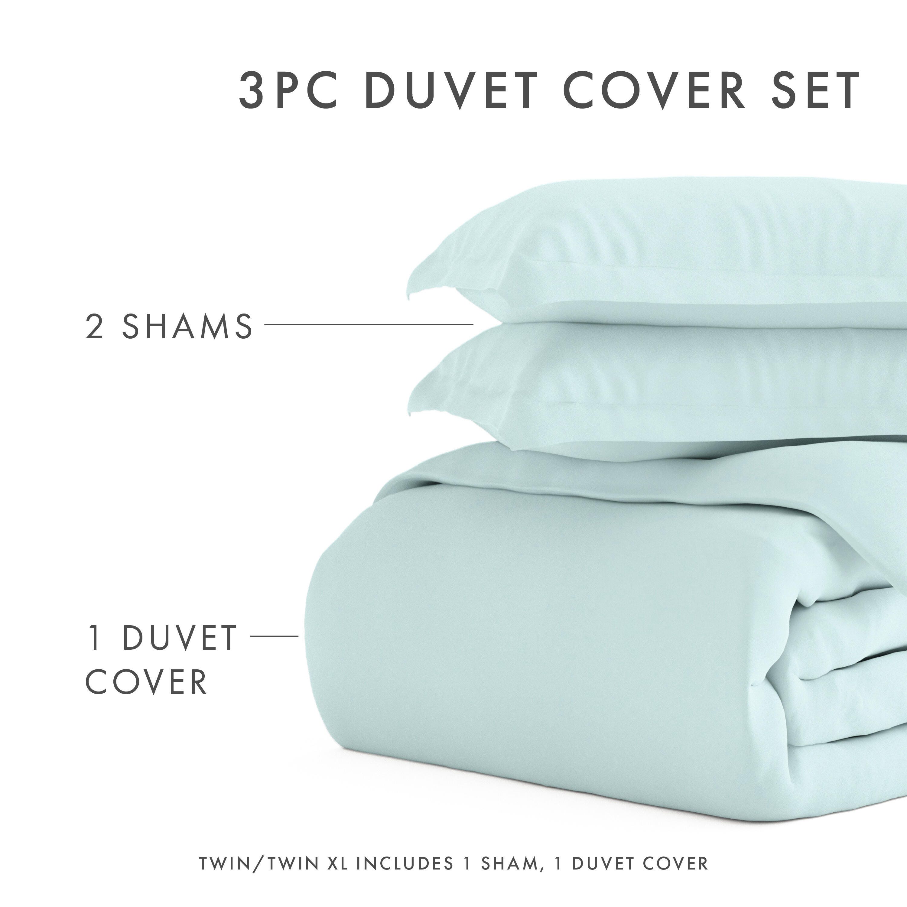 Three Piece King/California King Duvet Cover Set, Aqua, large