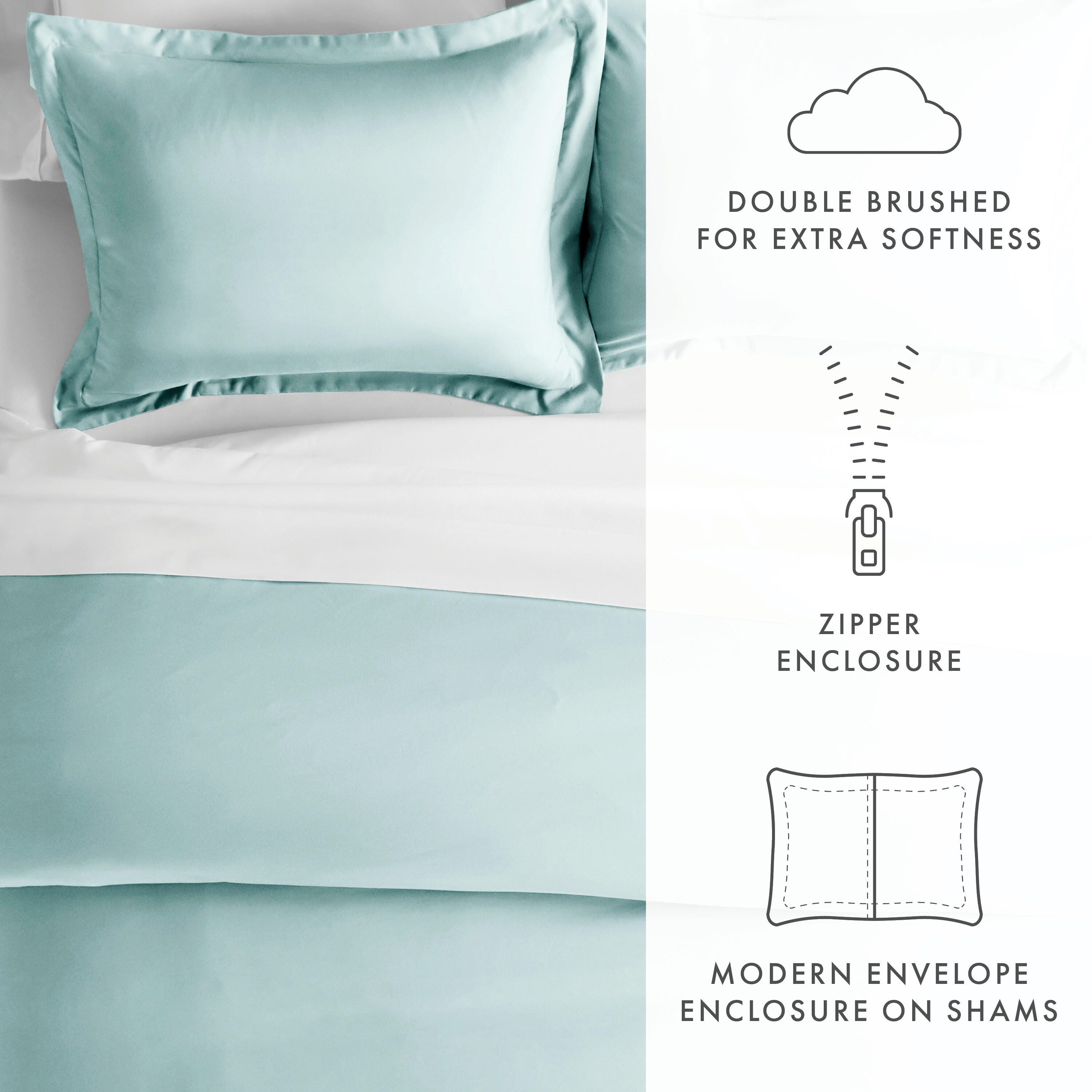 Three Piece King/California King Duvet Cover Set, Aqua, large