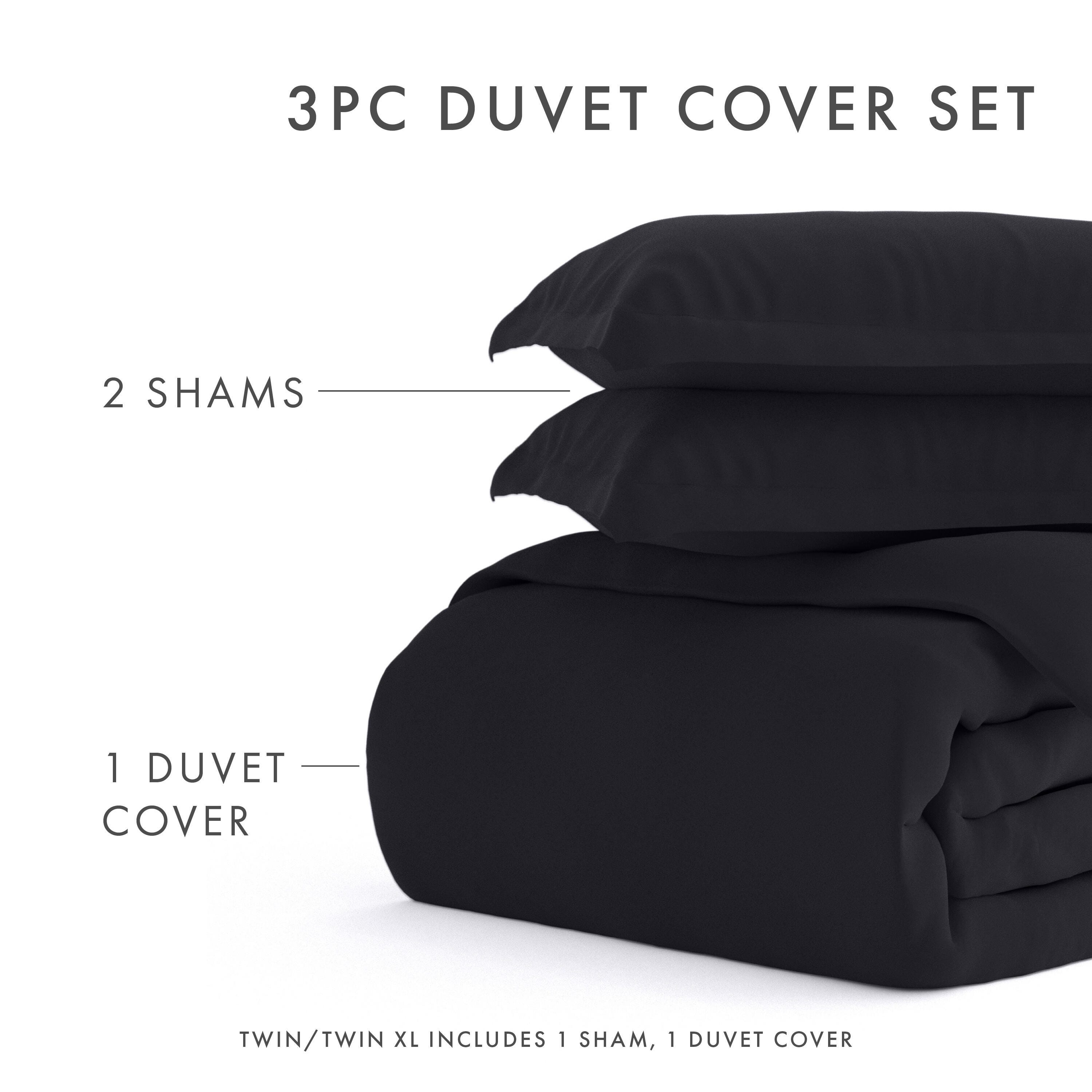 Three Piece King/California King Duvet Cover Set, Black, large