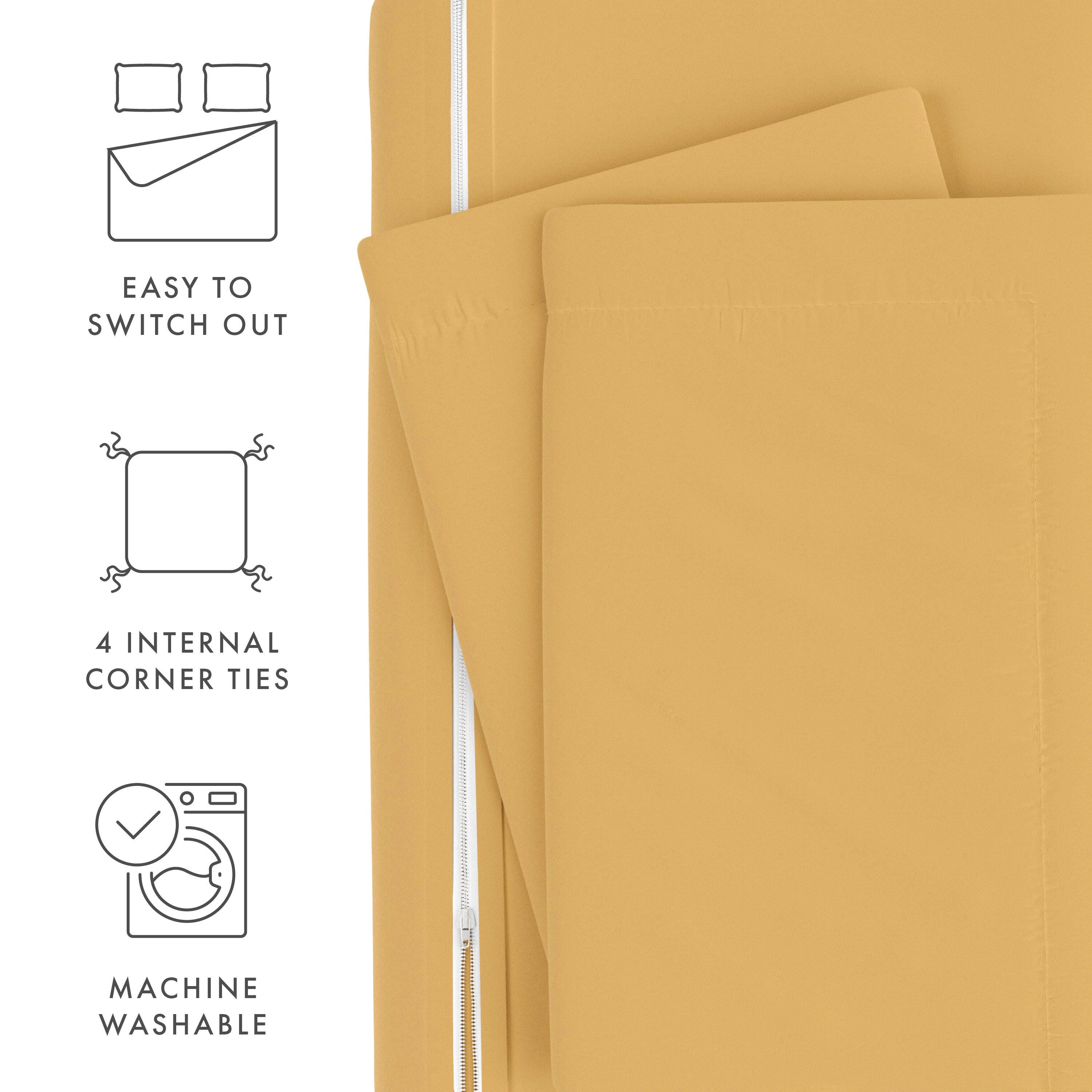 Three Piece King/California King Duvet Cover Set, Gold, large
