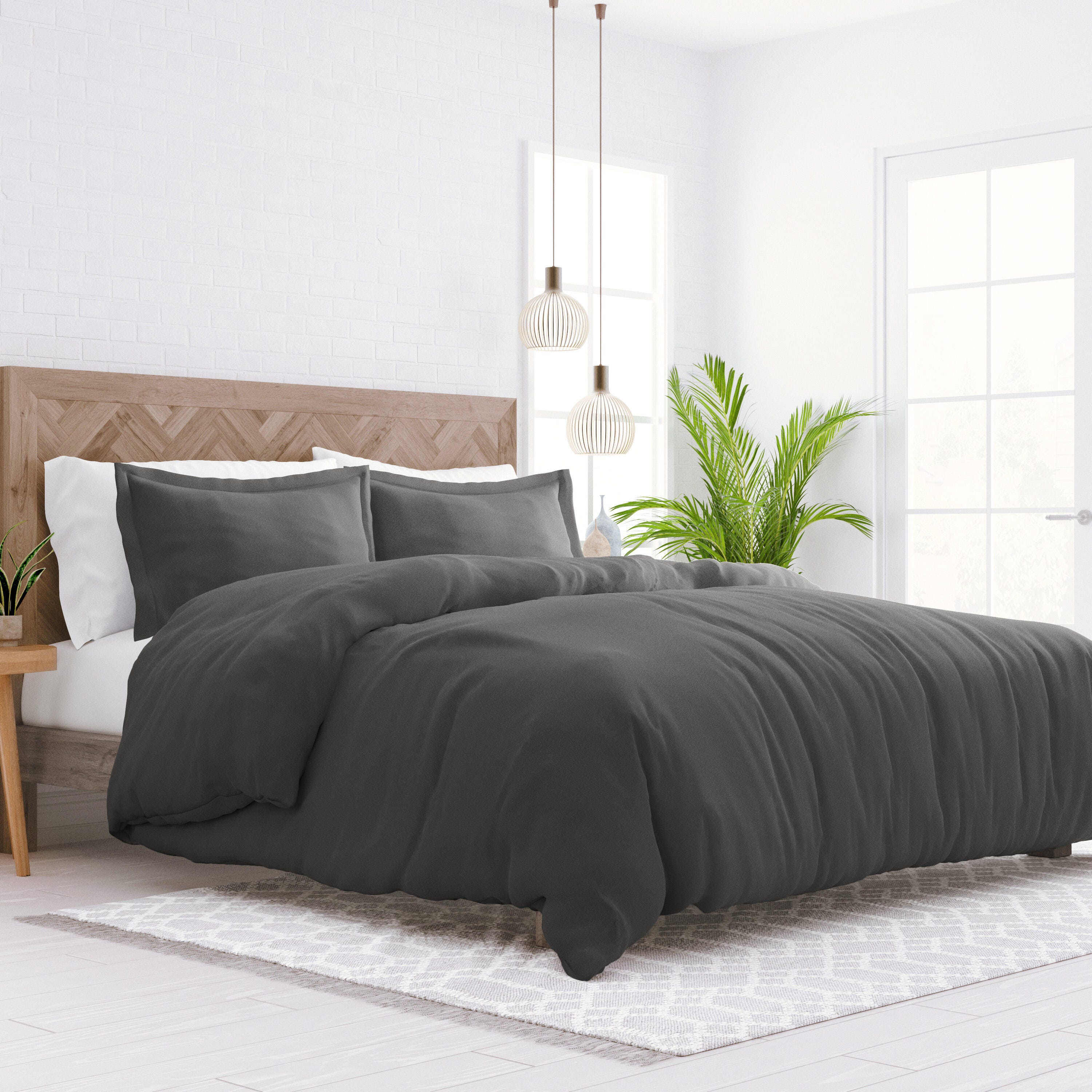 Three Piece King/California King Duvet Cover Set, Gray, large