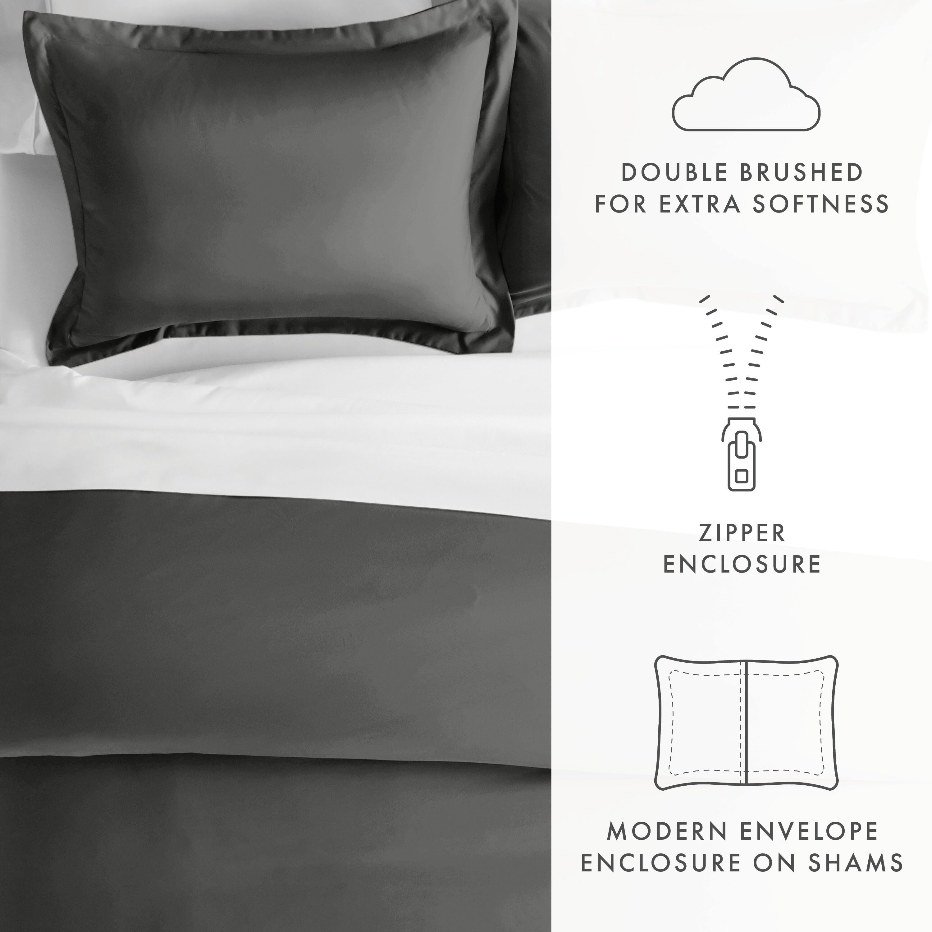 Three Piece King/California King Duvet Cover Set, Gray, large